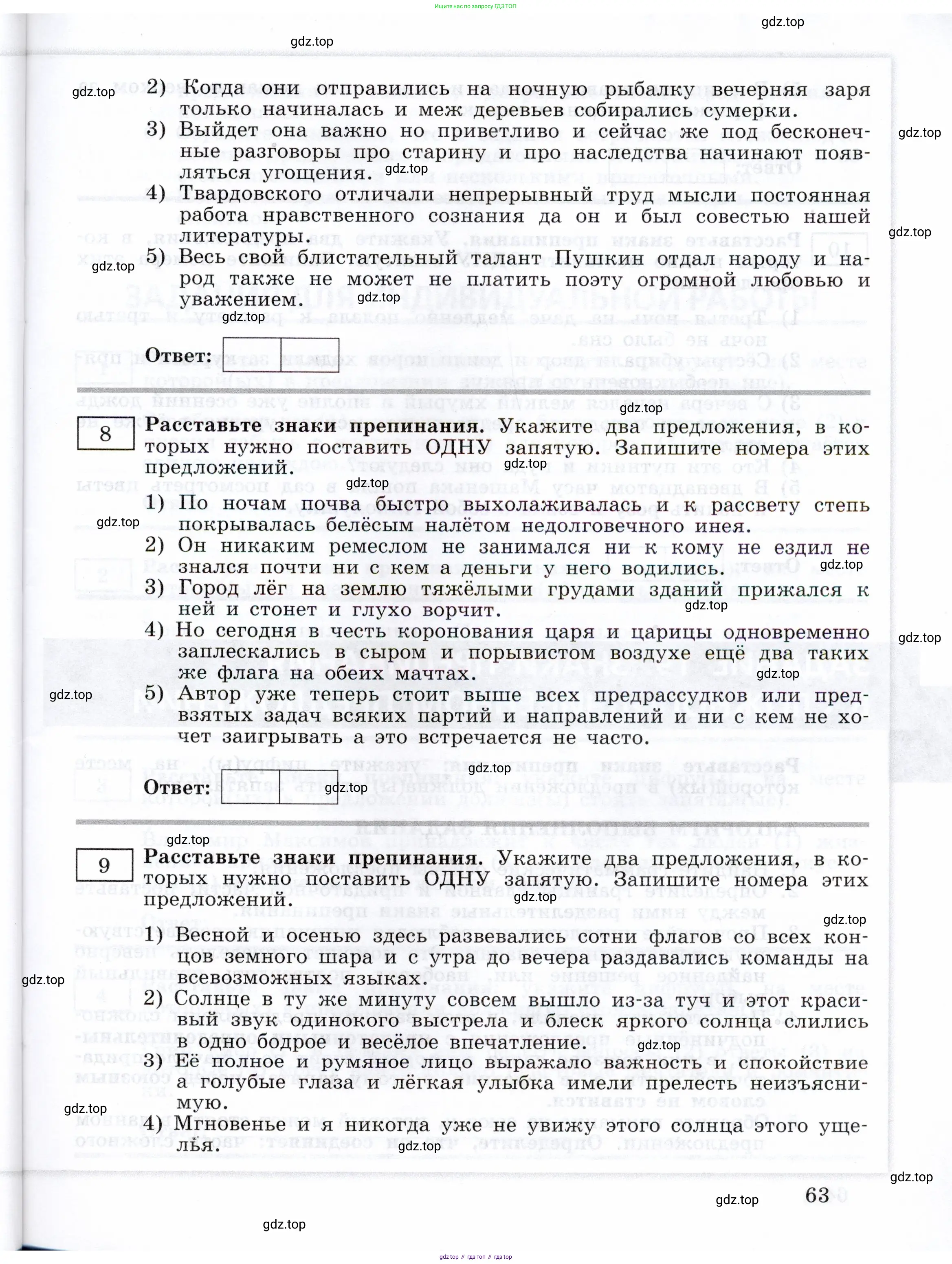 Русский язык, 11 класс Тетрадь-тренажёр, авторы: Маслов Вячеслав Васильевич, Бондарцова Юлия Львовна, издательство Просвещение, Москва, 2019, красного цвета, страница 63