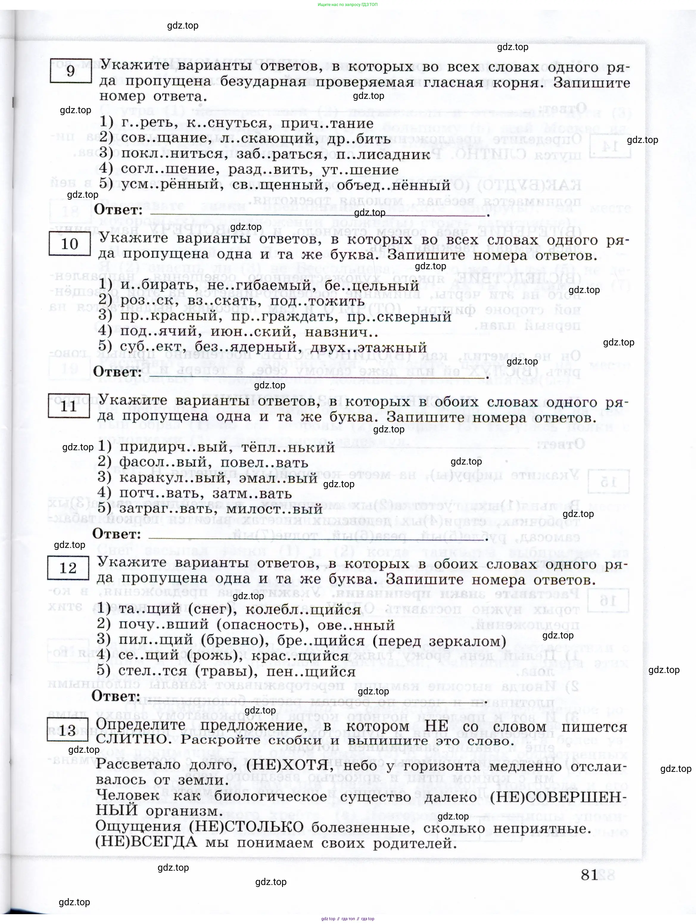 ГДЗ Русский язык, 11 класс Тетрадь-тренажёр, авторы: Маслов Вячеслав Васильевич, Бондарцова Юлия Львовна, издательство Просвещение, Москва, 2019, красного цвета, страница 81