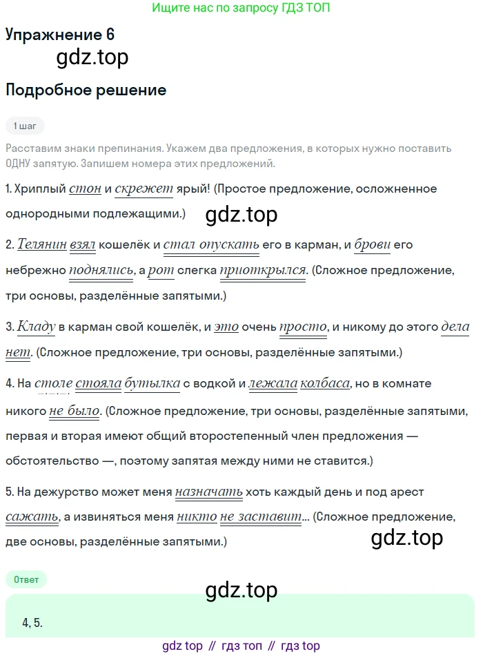 Русский язык, 11 класс Тетрадь-тренажёр, авторы: Маслов Вячеслав Васильевич, Бондарцова Юлия Львовна, издательство Просвещение, Москва, 2019, красного цвета, страница 62, номер 6, Решение