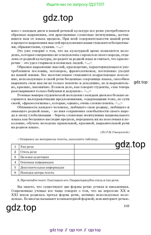 Русский язык, 11 класс Учебник, авторы: Султанова Айман Беккужевна, Бондаренко Марина Ивановна, Михайленко Владимир Георгиевич, издательство Алматыкітап баспасы, Алматы, 2023, страница 103