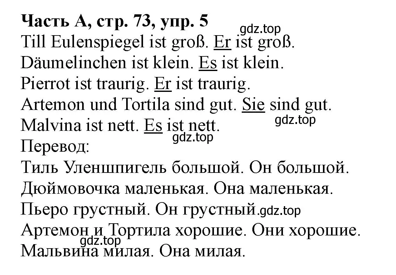 Решение номер 5 (страница 73) гдз по немецкому языку 2 класс Бим, Рыжова, рабочая тетрадь A часть