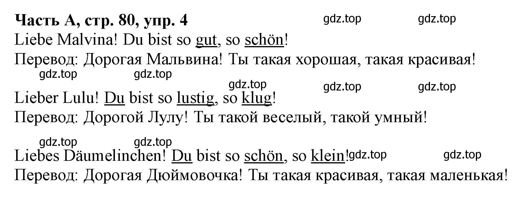 Решение номер 4 (страница 80) гдз по немецкому языку 2 класс Бим, Рыжова, рабочая тетрадь A часть