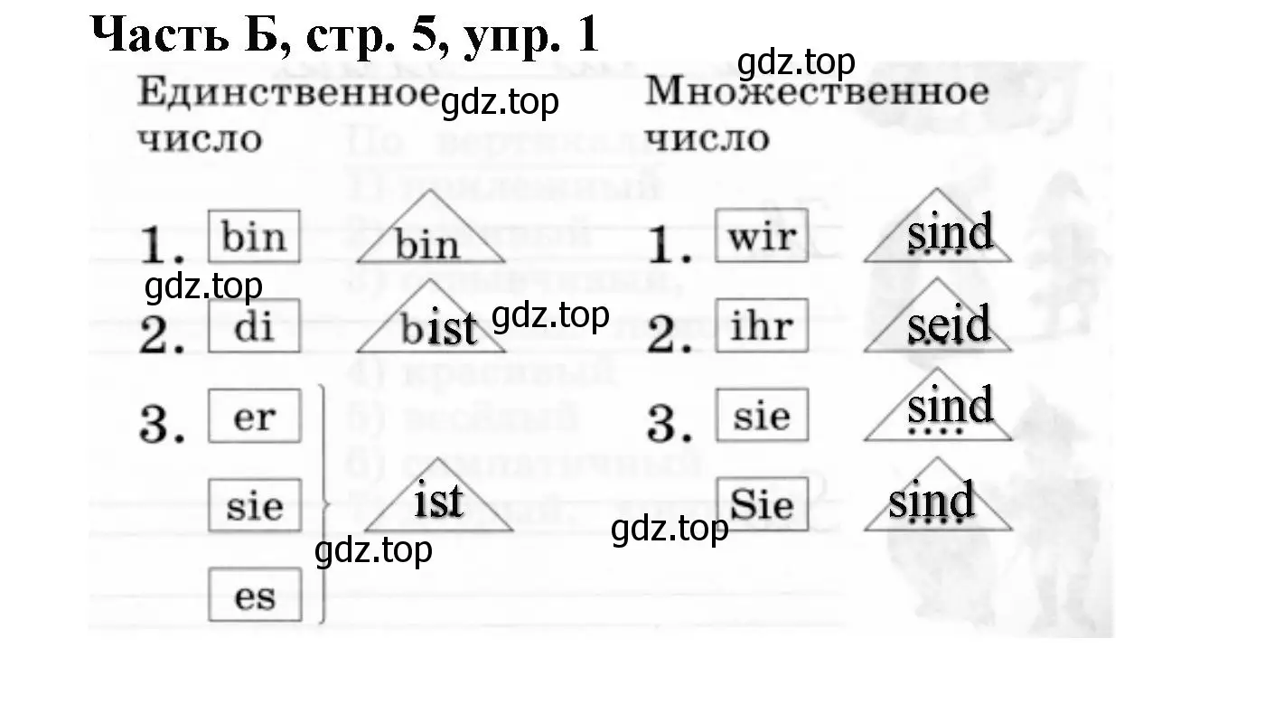 Решение номер 1 (страница 5) гдз по немецкому языку 2 класс Бим, Рыжова, рабочая тетрадь B часть