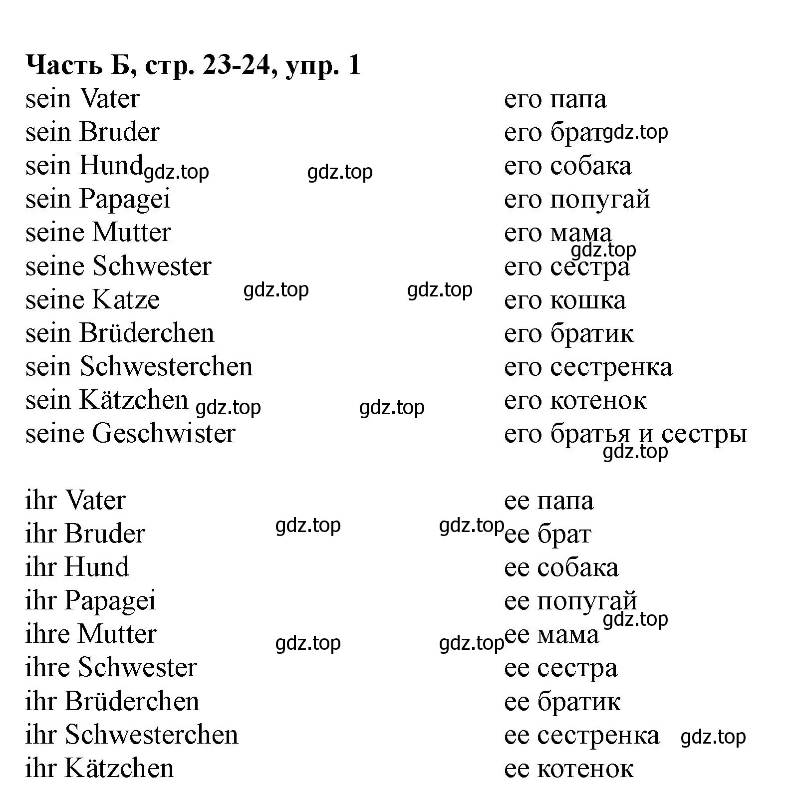 Решение номер 1 (страница 23) гдз по немецкому языку 2 класс Бим, Рыжова, рабочая тетрадь B часть