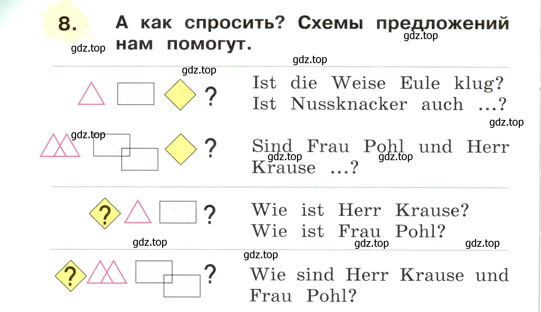 Условие номер 8 (страница 90) гдз по немецкому языку 2 класс Бим, Рыжова, учебник 1 часть