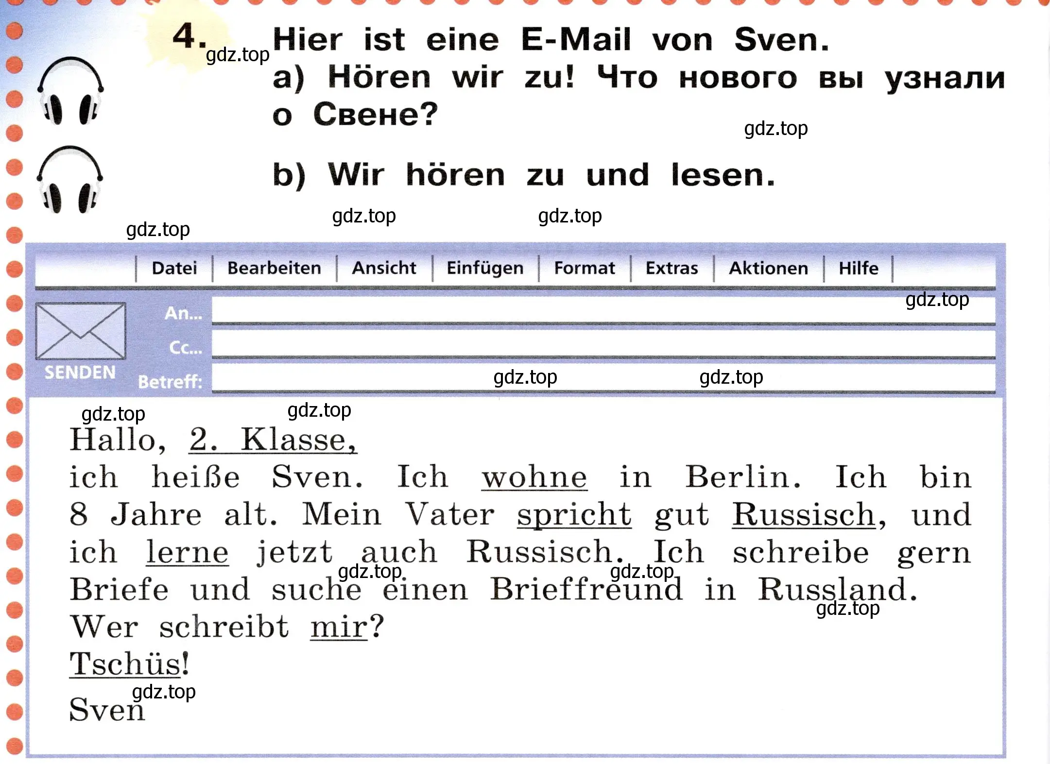 Условие номер 4 (страница 30) гдз по немецкому языку 2 класс Бим, Рыжова, учебник 2 часть