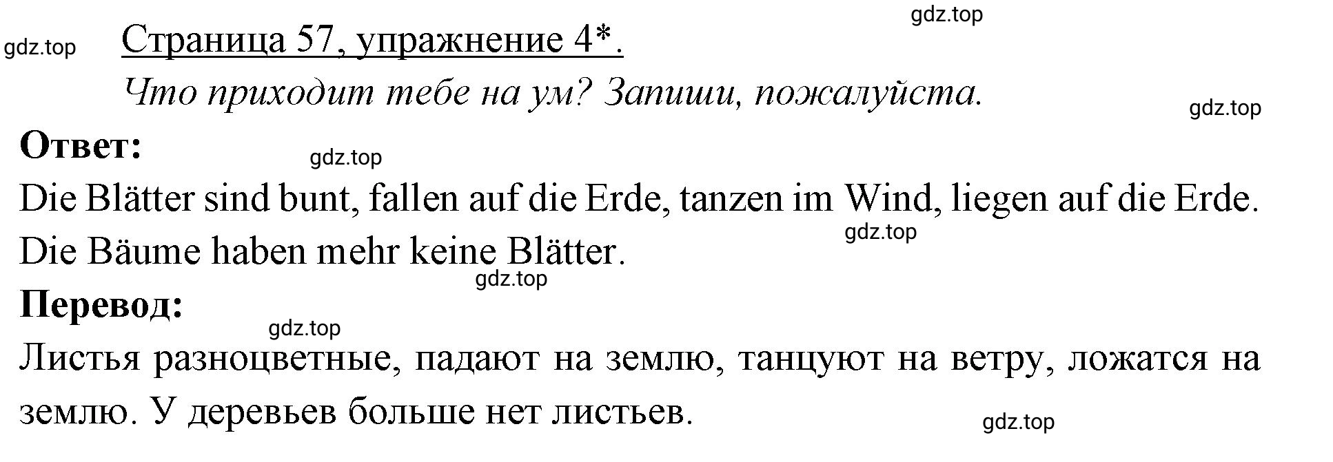 Решение номер *4 (страница 57) гдз по немецкому языку 3 класс Бим, Рыжова, рабочая тетрадь 1 часть