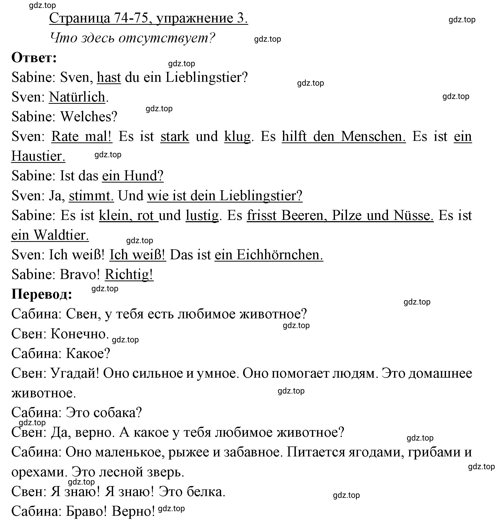 Решение номер 3 (страница 74) гдз по немецкому языку 3 класс Бим, Рыжова, рабочая тетрадь 1 часть