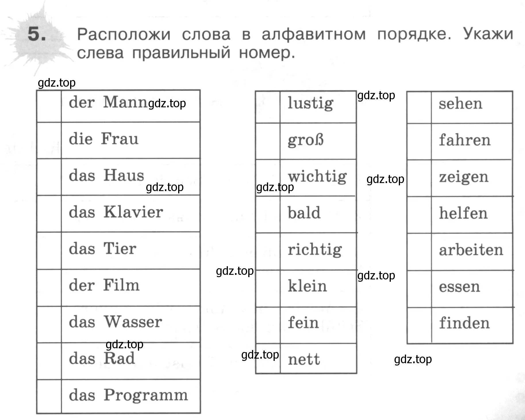 Условие номер 5 (страница 31) гдз по немецкому языку 3 класс Бим, Рыжова, рабочая тетрадь 1 часть