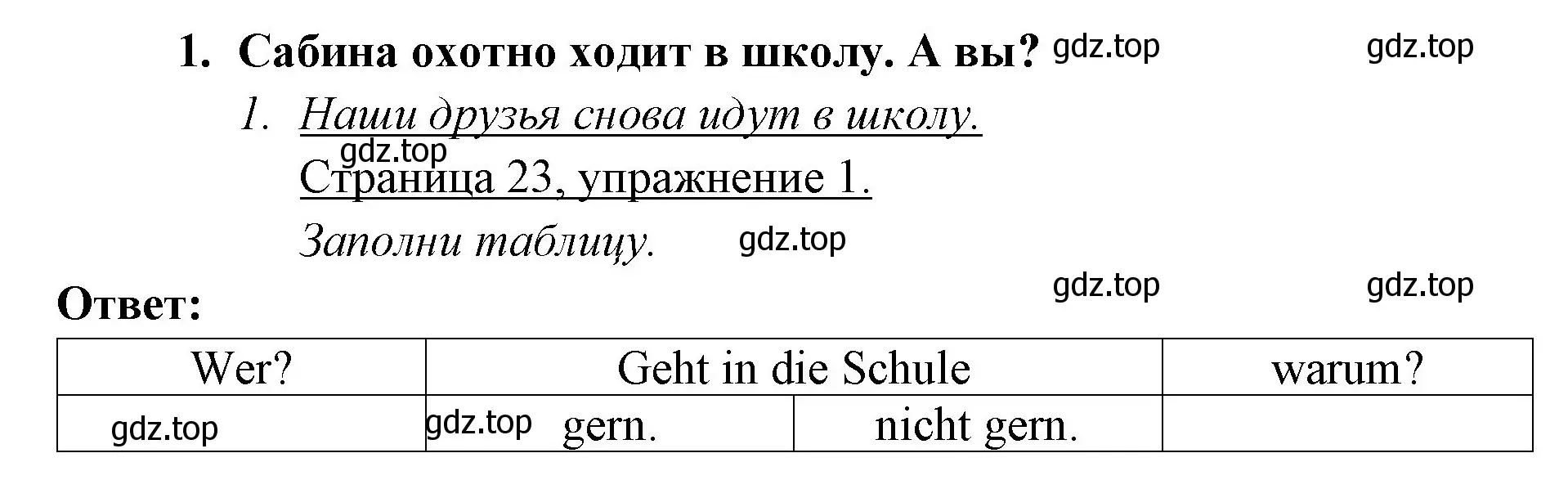 Решение номер 1 (страница 23) гдз по немецкому языку 3 класс Бим, Рыжова, рабочая тетрадь 1 часть