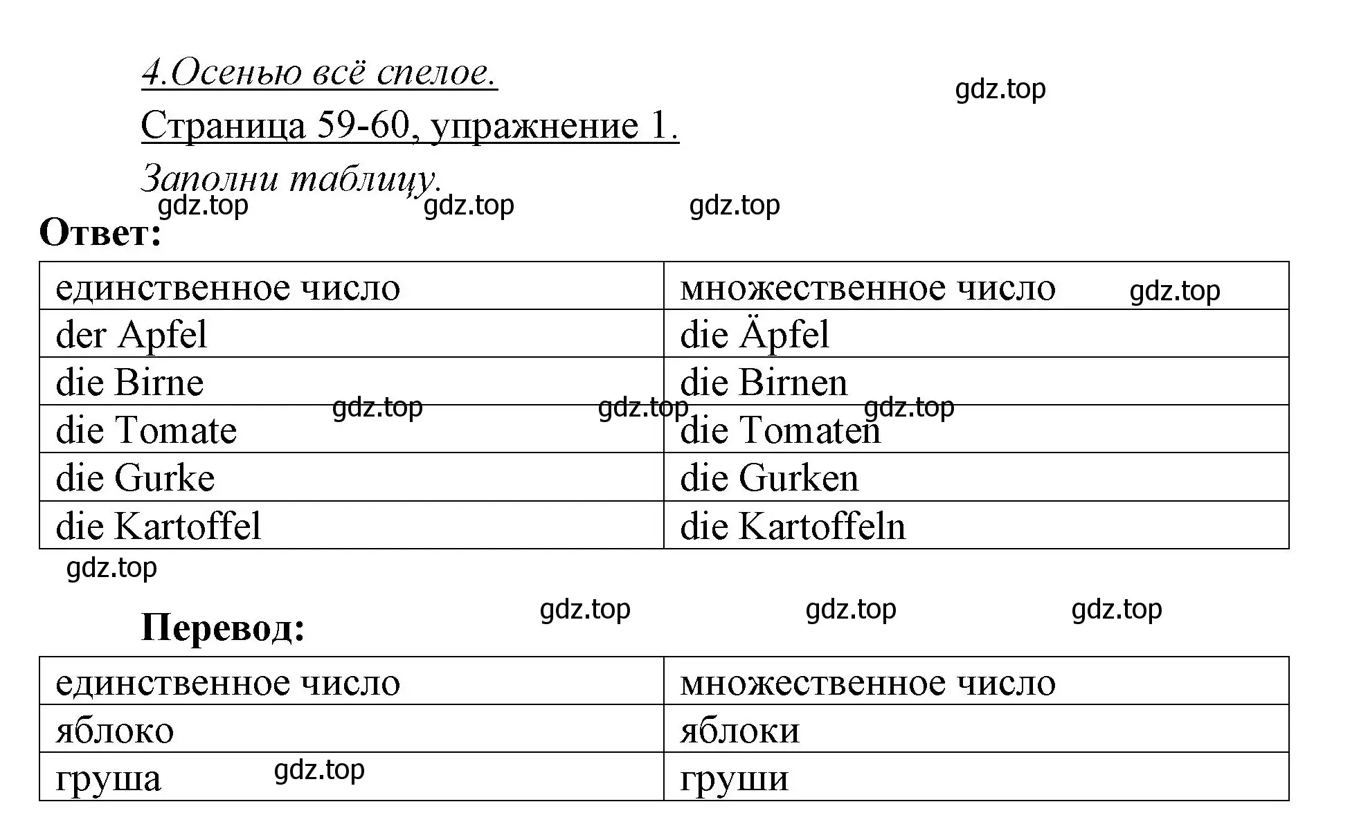 Решение номер 1 (страница 59) гдз по немецкому языку 3 класс Бим, Рыжова, рабочая тетрадь 1 часть