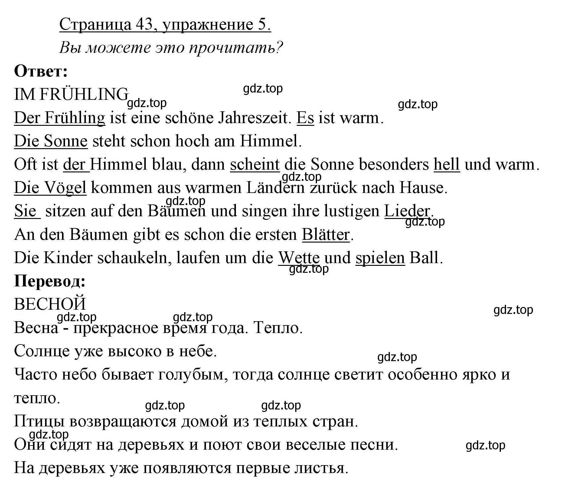 Решение номер 5 (страница 43) гдз по немецкому языку 3 класс Бим, Рыжова, рабочая тетрадь 2 часть