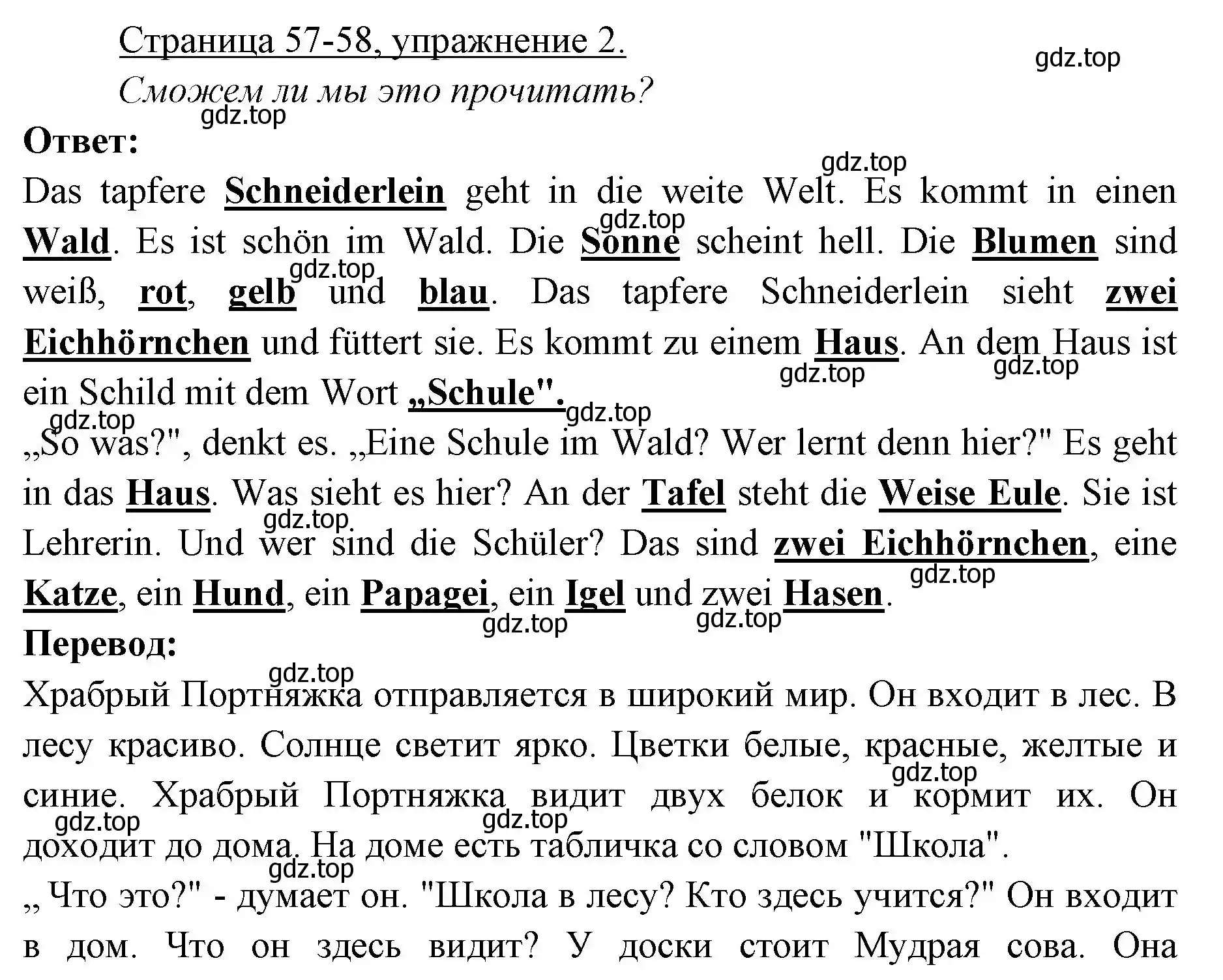 Решение номер 2 (страница 57) гдз по немецкому языку 3 класс Бим, Рыжова, учебник 1 часть