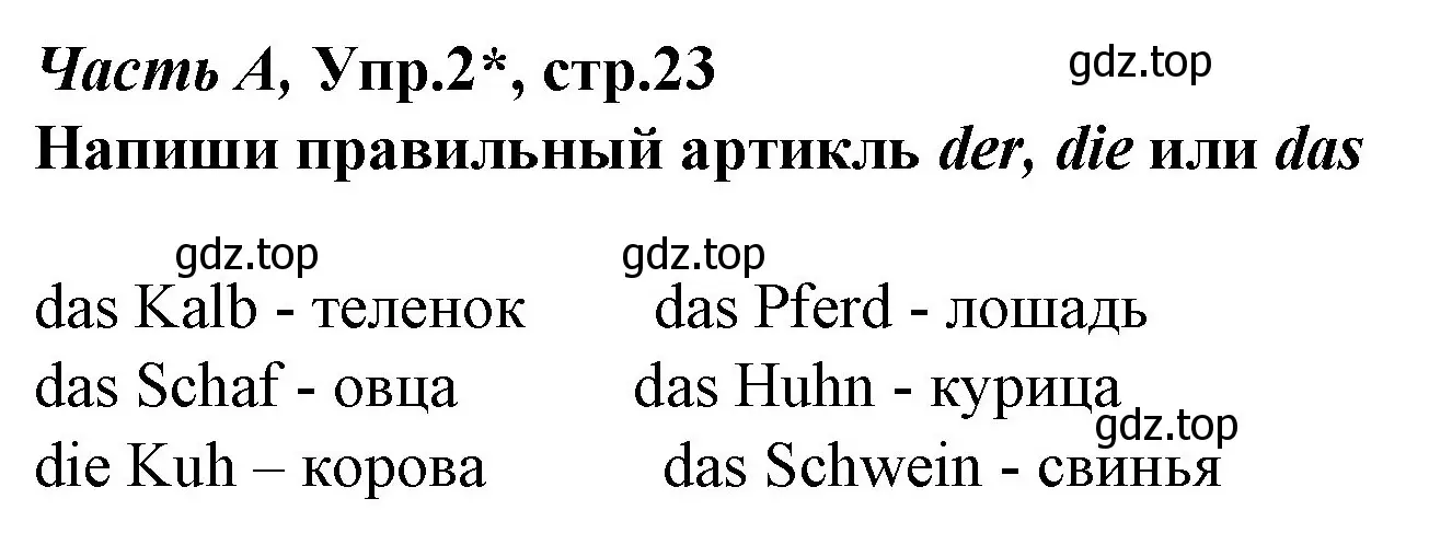 Решение номер 2 (страница 23) гдз по немецкому языку 4 класс Бим, Рыжова, рабочая тетрадь A часть