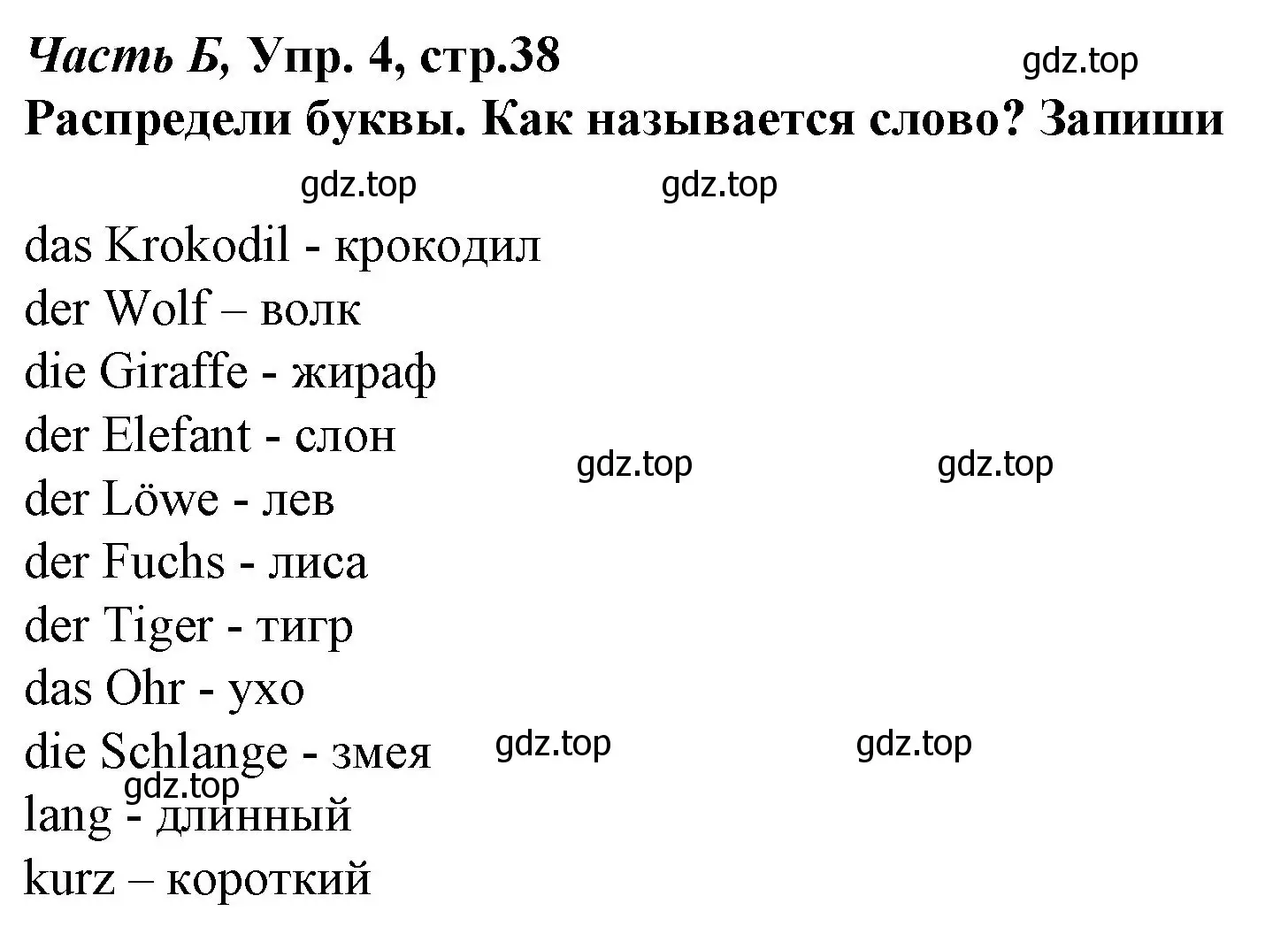 Решение номер 4 (страница 38) гдз по немецкому языку 4 класс Бим, Рыжова, рабочая тетрадь B часть