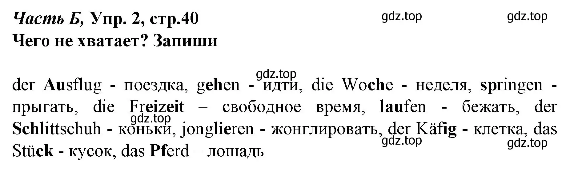 Решение номер 2 (страница 40) гдз по немецкому языку 4 класс Бим, Рыжова, рабочая тетрадь B часть