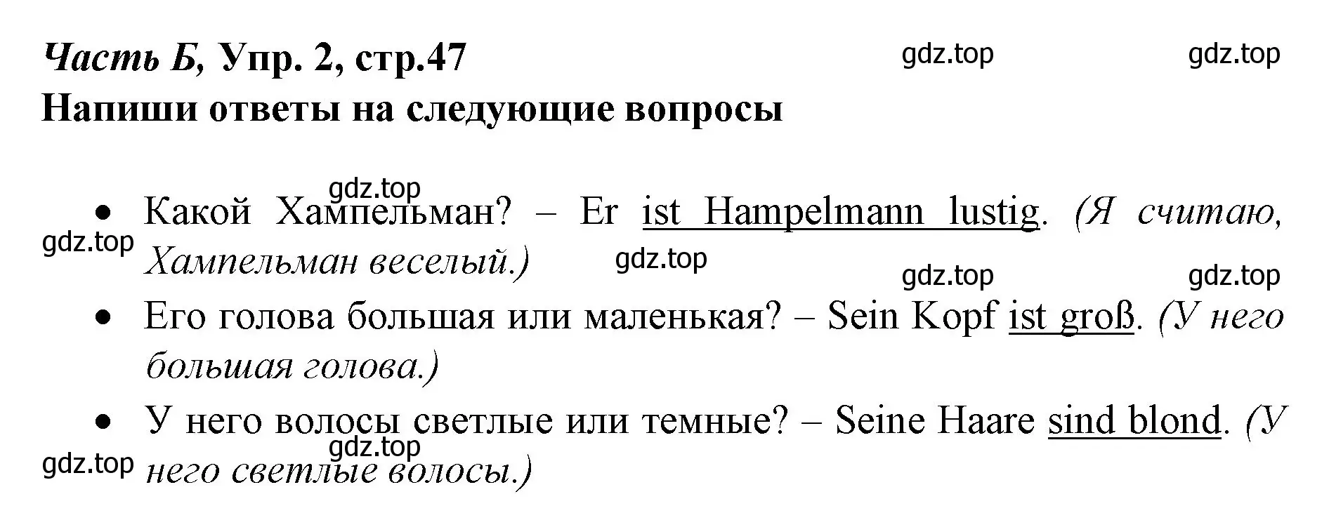 Решение номер 2 (страница 47) гдз по немецкому языку 4 класс Бим, Рыжова, рабочая тетрадь B часть