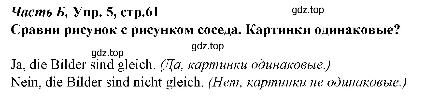 Решение номер 5 (страница 61) гдз по немецкому языку 4 класс Бим, Рыжова, рабочая тетрадь B часть