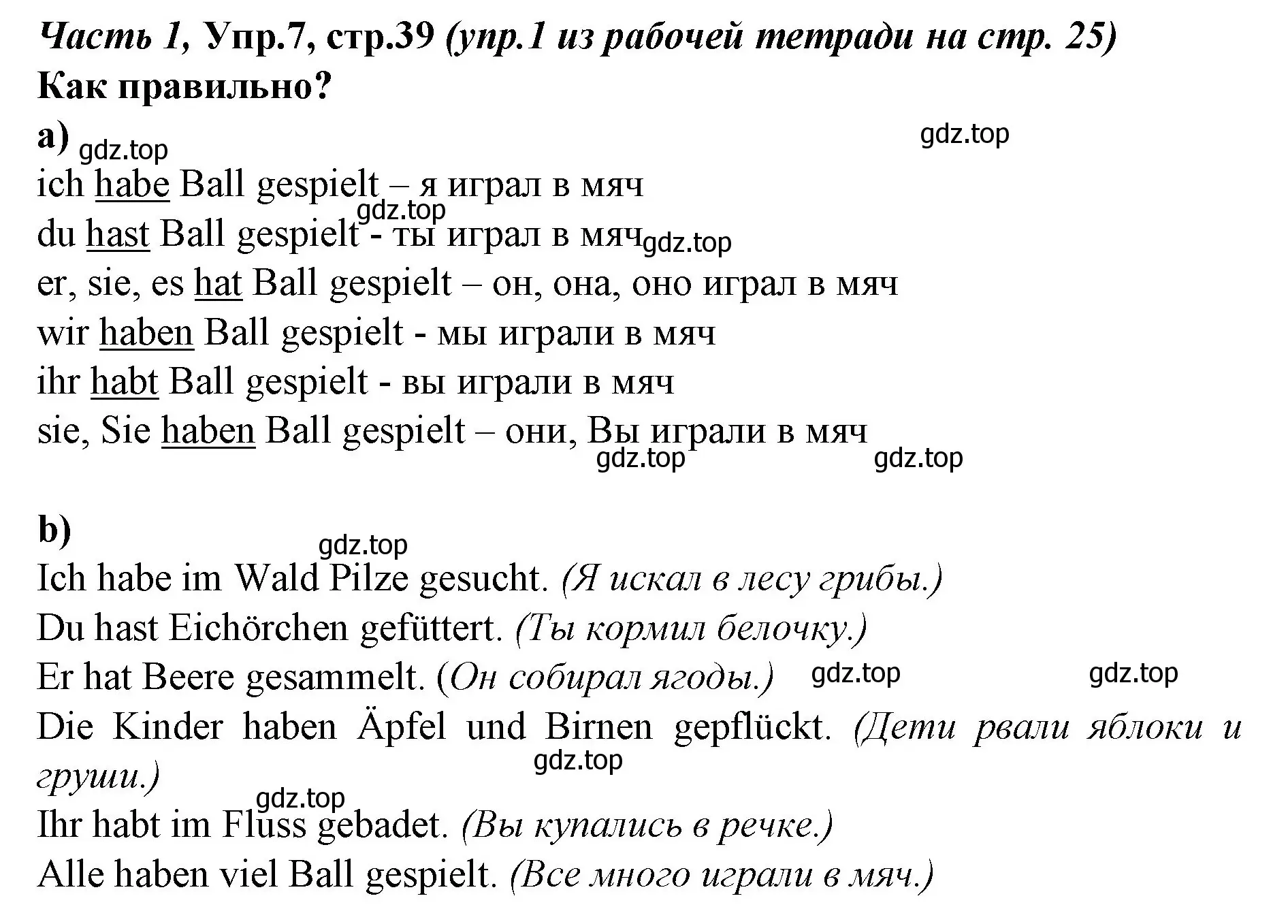 Решение номер 7 (страница 39) гдз по немецкому языку 4 класс Бим, Рыжова, учебник 1 часть