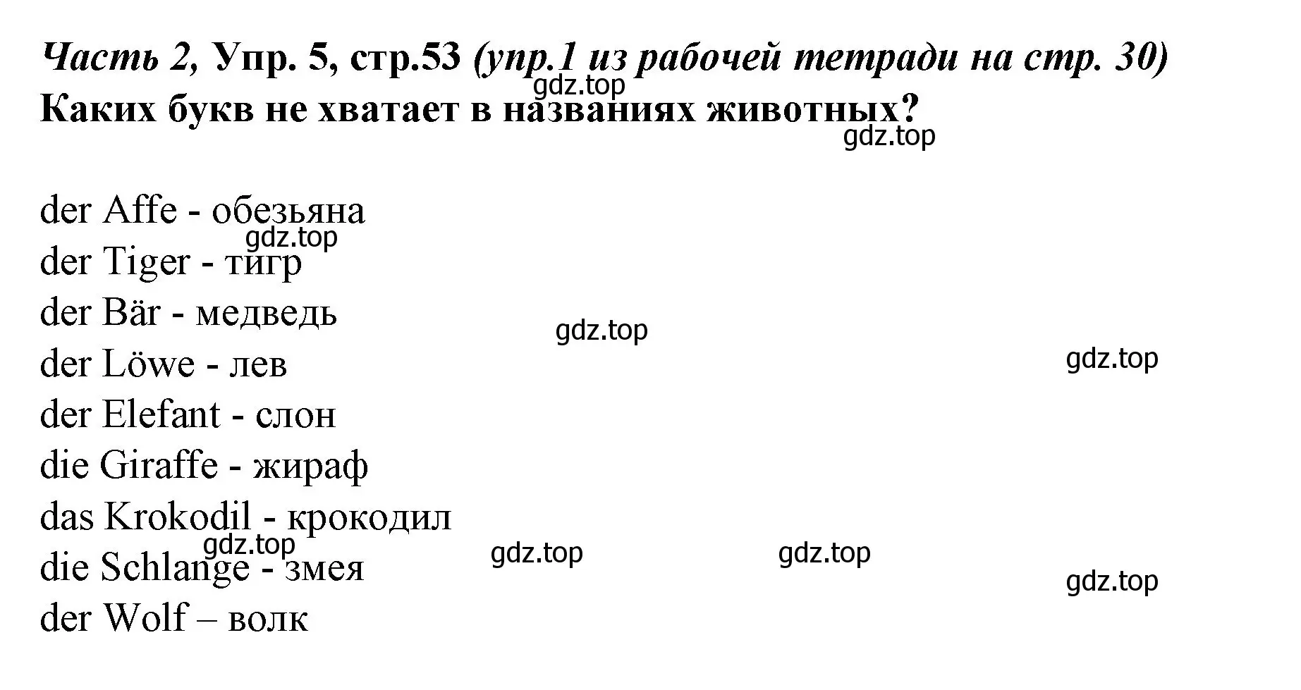 Решение номер 5 (страница 53) гдз по немецкому языку 4 класс Бим, Рыжова, учебник 2 часть