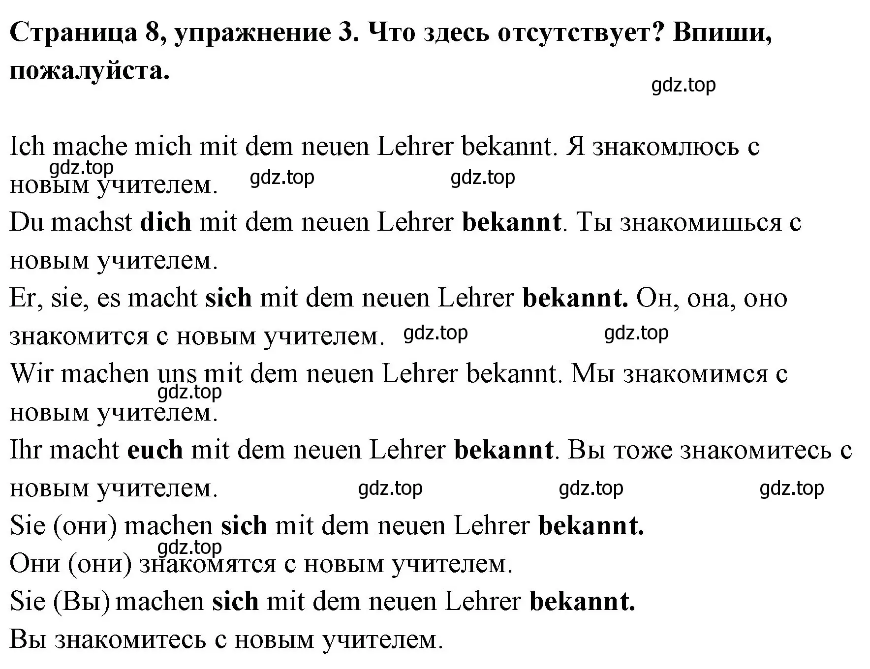 Решение номер 3 (страница 8) гдз по немецкому языку 5 класс Бим, Рыжова, рабочая тетрадь