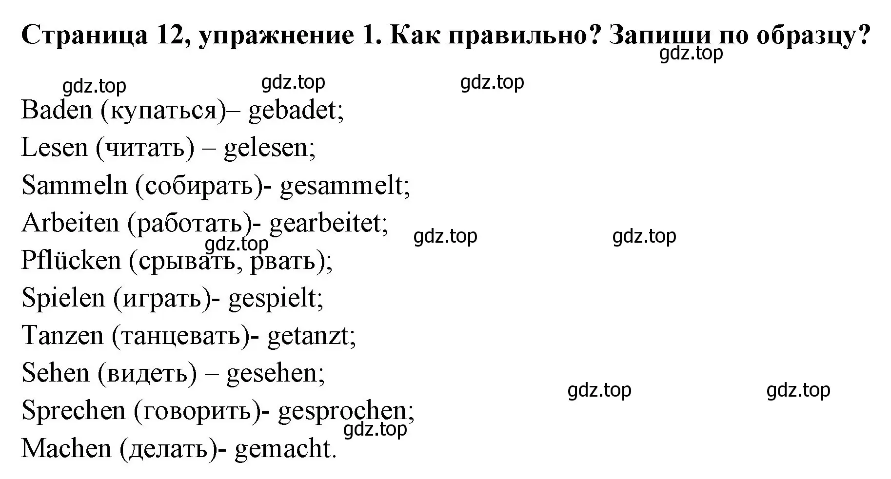 Решение номер 1 (страница 12) гдз по немецкому языку 5 класс Бим, Рыжова, рабочая тетрадь