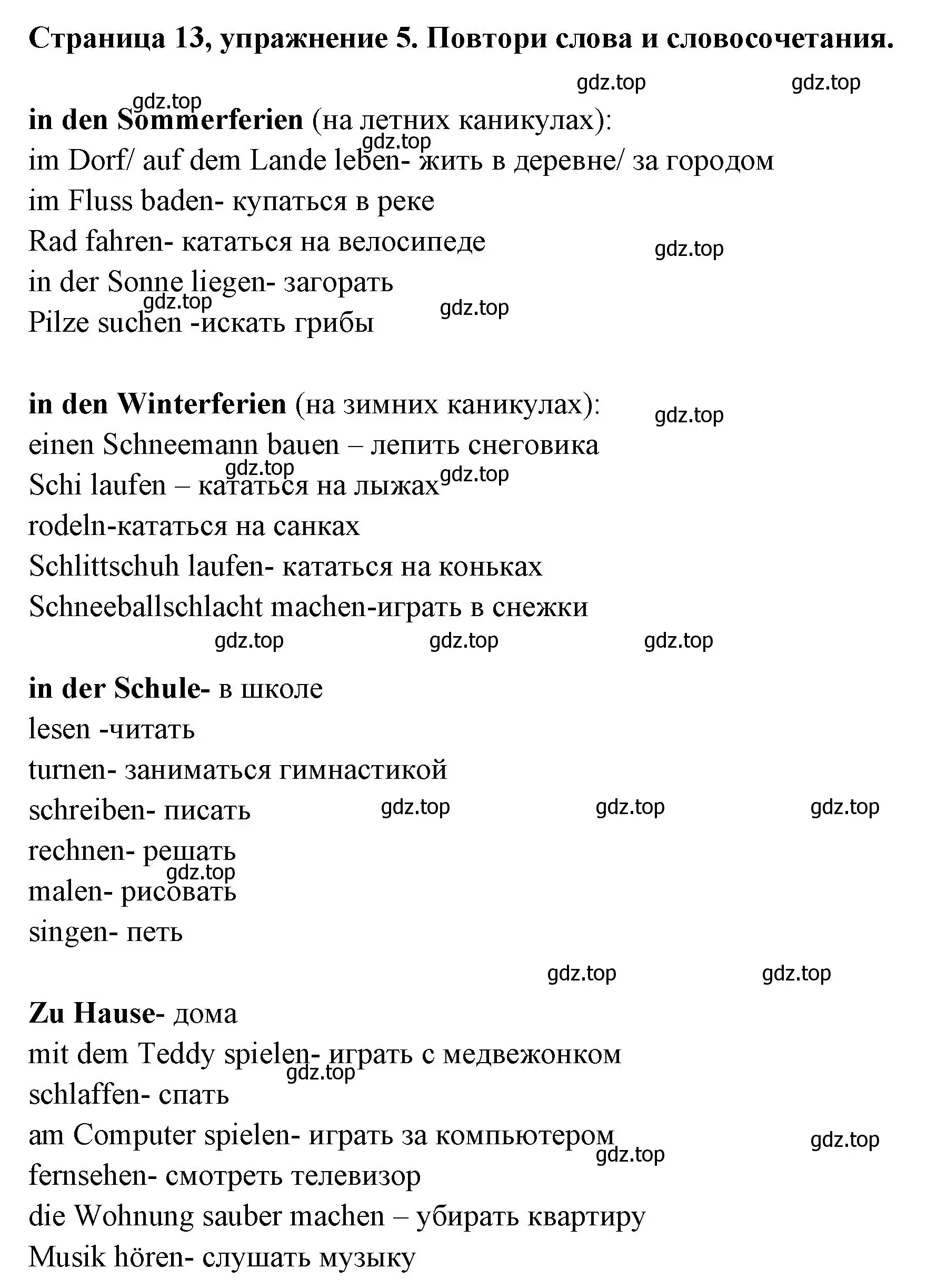 Решение номер 5 (страница 13) гдз по немецкому языку 5 класс Бим, Рыжова, рабочая тетрадь