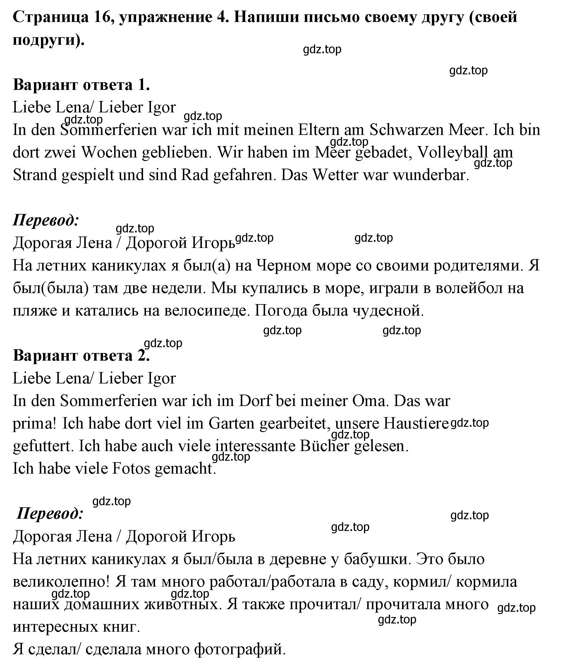 Решение номер 4 (страница 16) гдз по немецкому языку 5 класс Бим, Рыжова, рабочая тетрадь