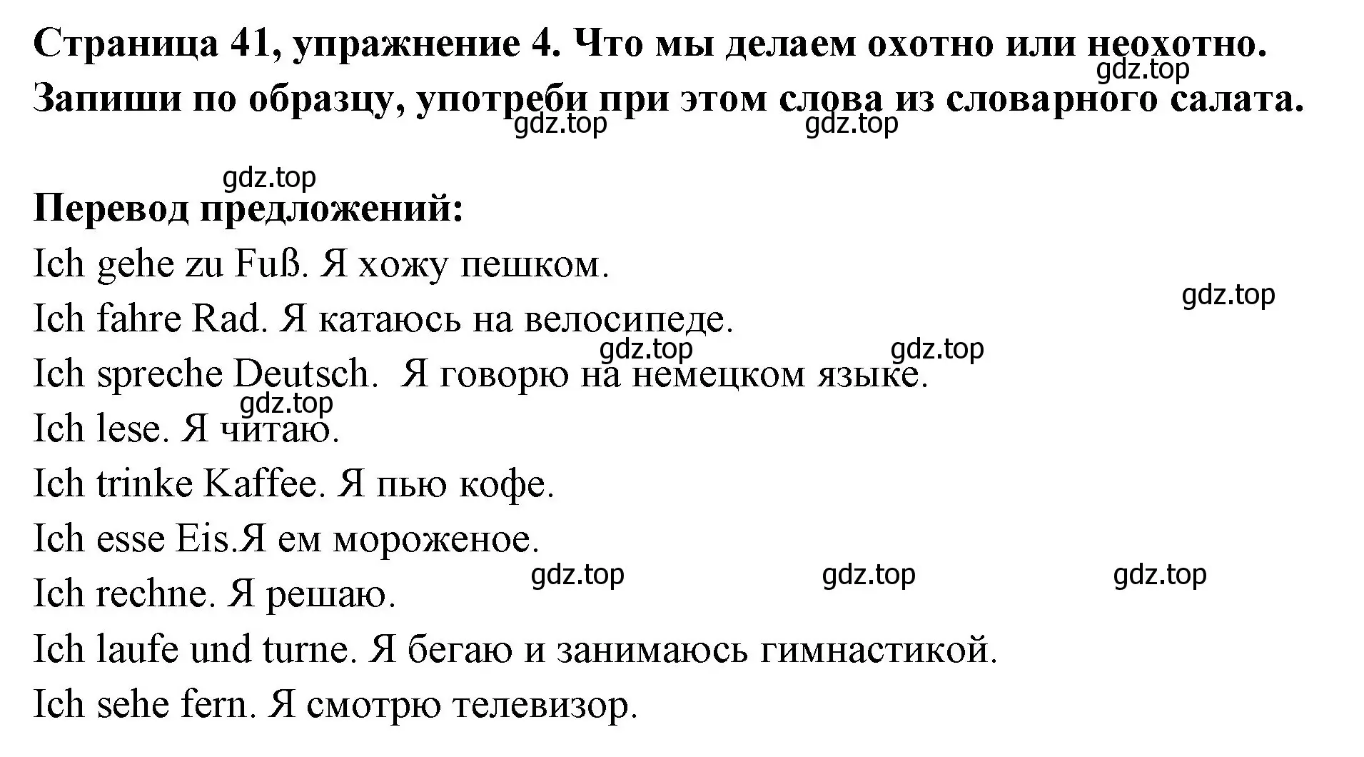 Решение номер 4 (страница 41) гдз по немецкому языку 5 класс Бим, Рыжова, рабочая тетрадь
