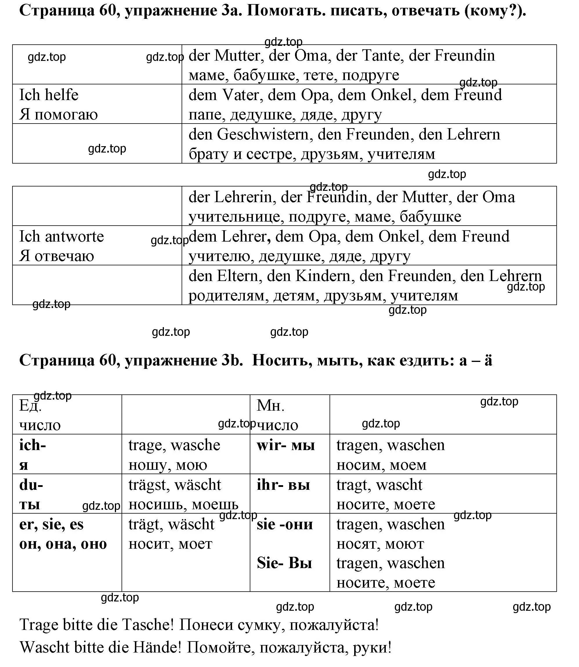 Решение номер 3 (страница 60) гдз по немецкому языку 5 класс Бим, Рыжова, рабочая тетрадь