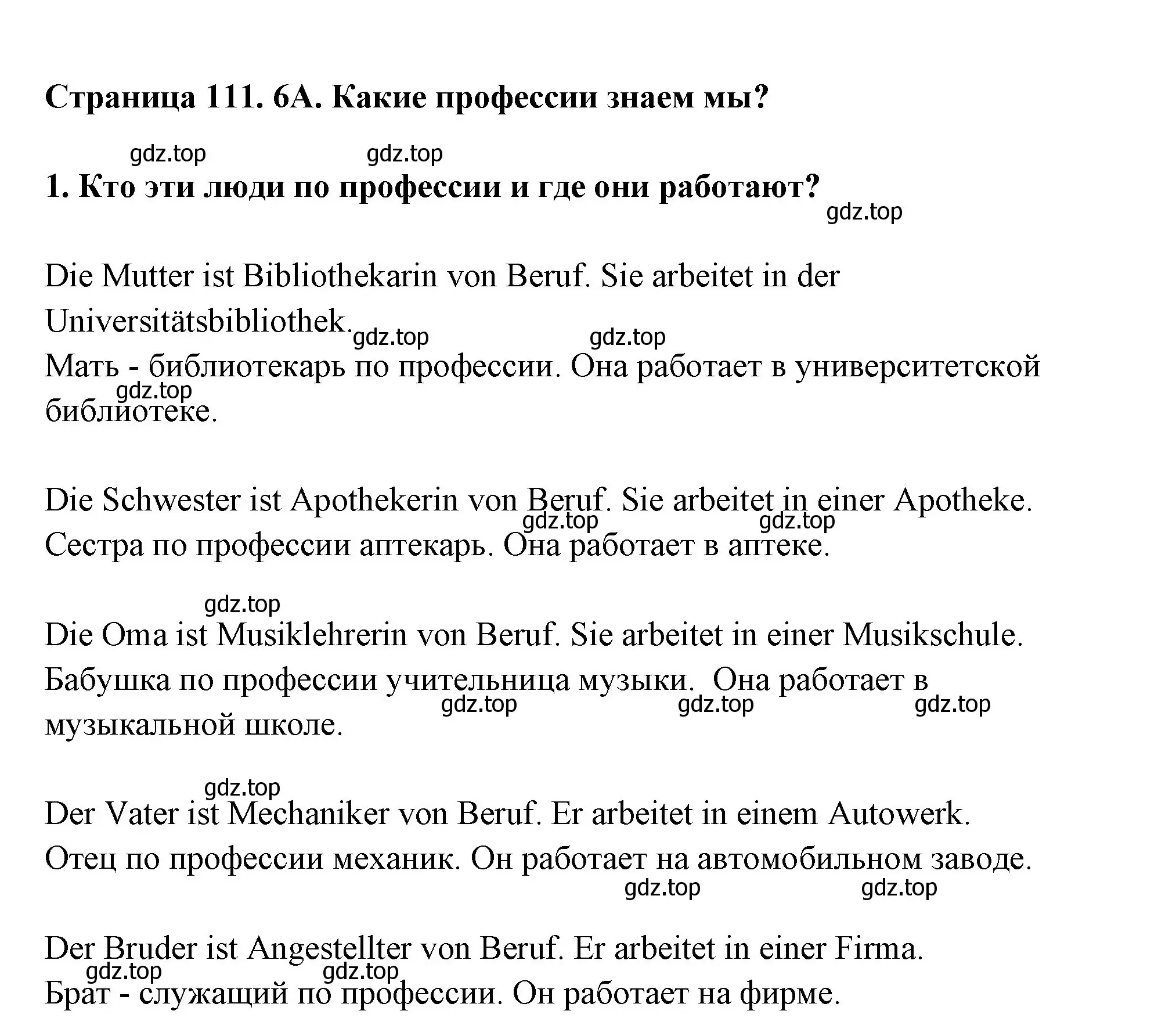 Решение номер 6 (страница 111) гдз по немецкому языку 5 класс Бим, Рыжова, рабочая тетрадь