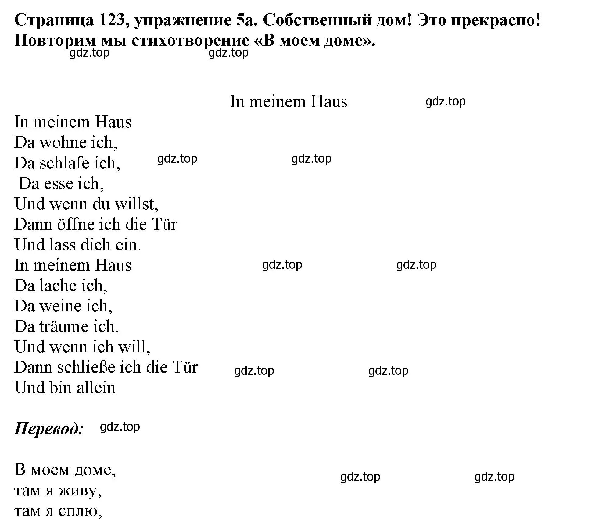 Решение номер 5 (страница 123) гдз по немецкому языку 5 класс Бим, Рыжова, учебник