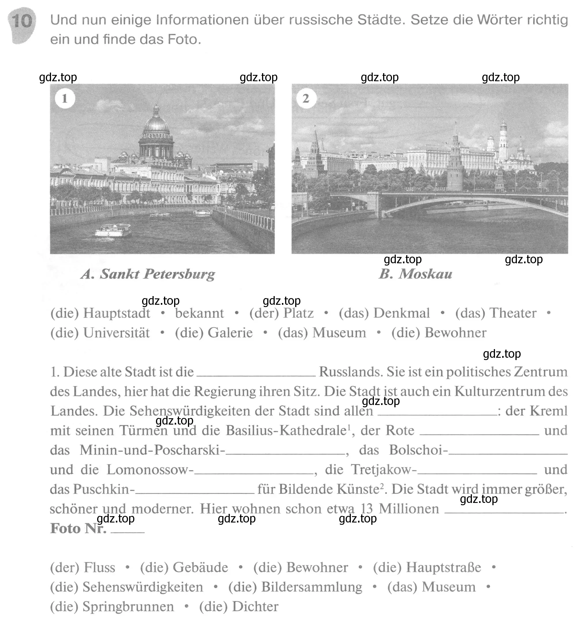 Условие номер 10 (страница 10) гдз по немецкому языку 6 класс Бим, Фомичева, рабочая тетрадь