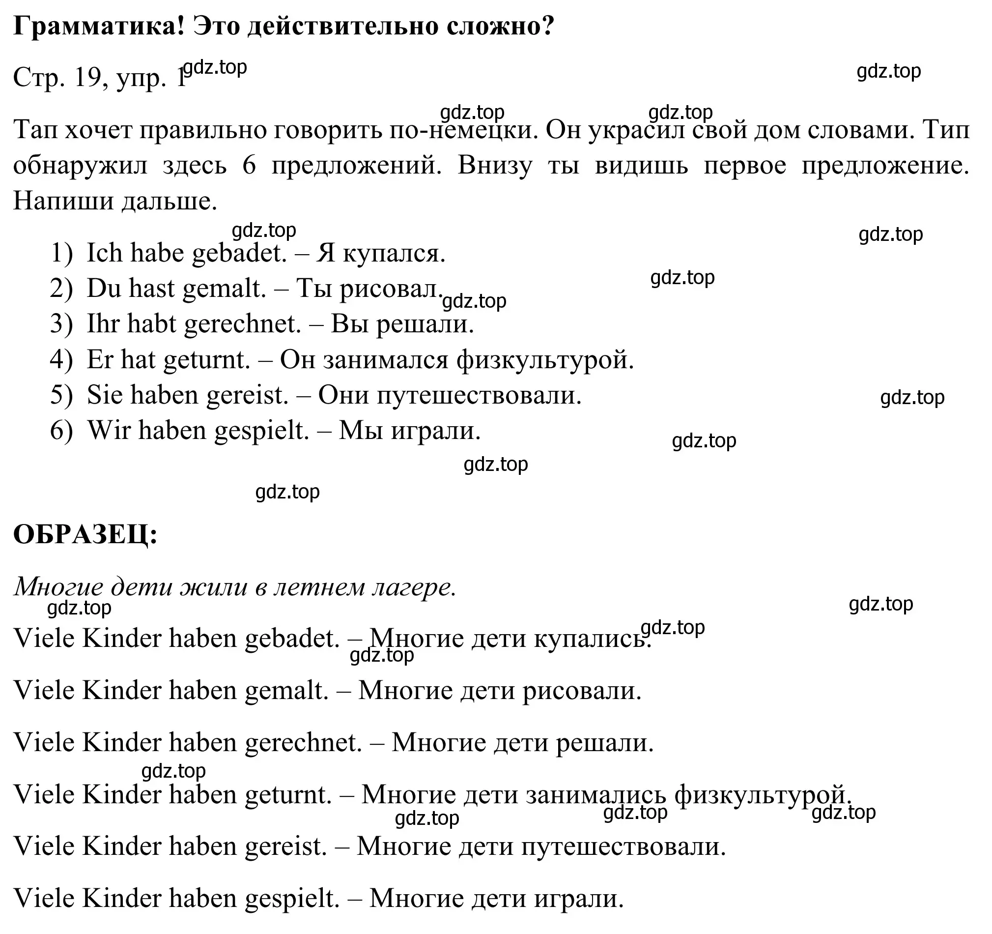 Решение номер 1 (страница 19) гдз по немецкому языку 6 класс Бим, Фомичева, рабочая тетрадь