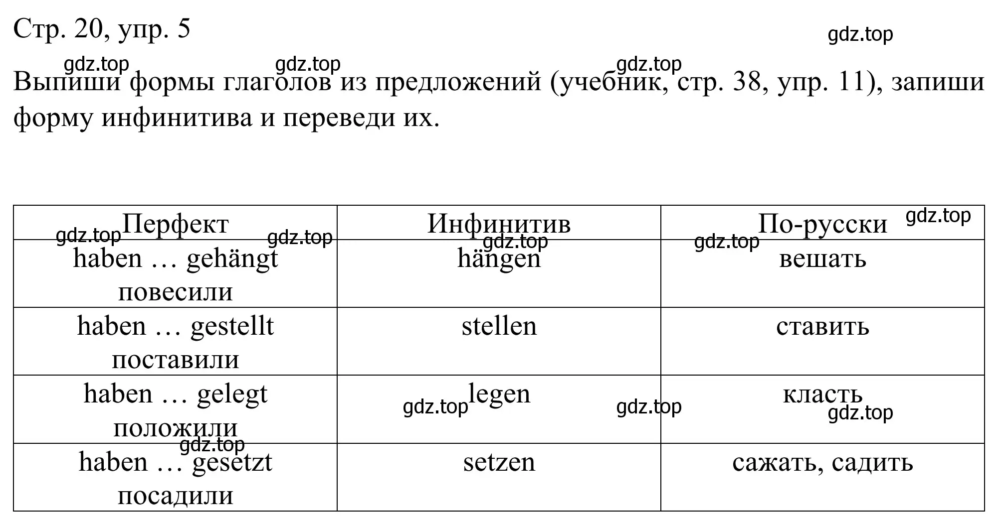 Решение номер 5 (страница 20) гдз по немецкому языку 6 класс Бим, Фомичева, рабочая тетрадь