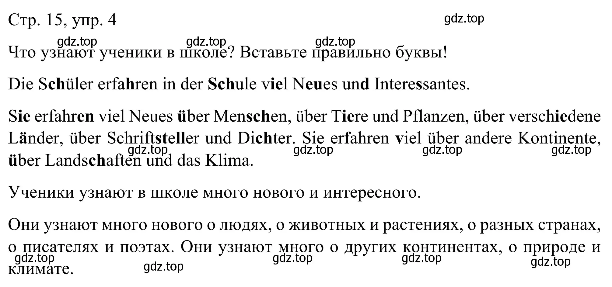 Решение номер 4 (страница 15) гдз по немецкому языку 6 класс Бим, Фомичева, рабочая тетрадь