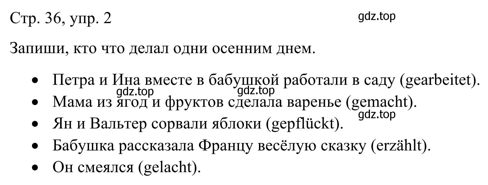 Решение номер 2 (страница 36) гдз по немецкому языку 6 класс Бим, Фомичева, рабочая тетрадь