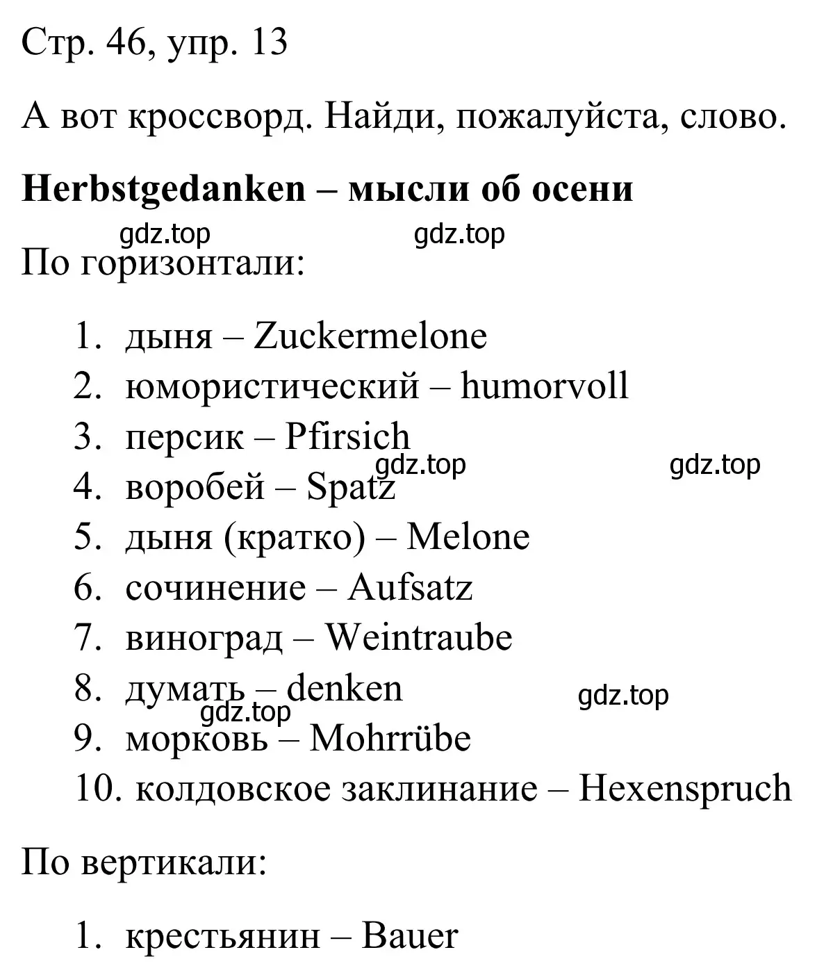 Решение номер 13 (страница 46) гдз по немецкому языку 6 класс Бим, Фомичева, рабочая тетрадь