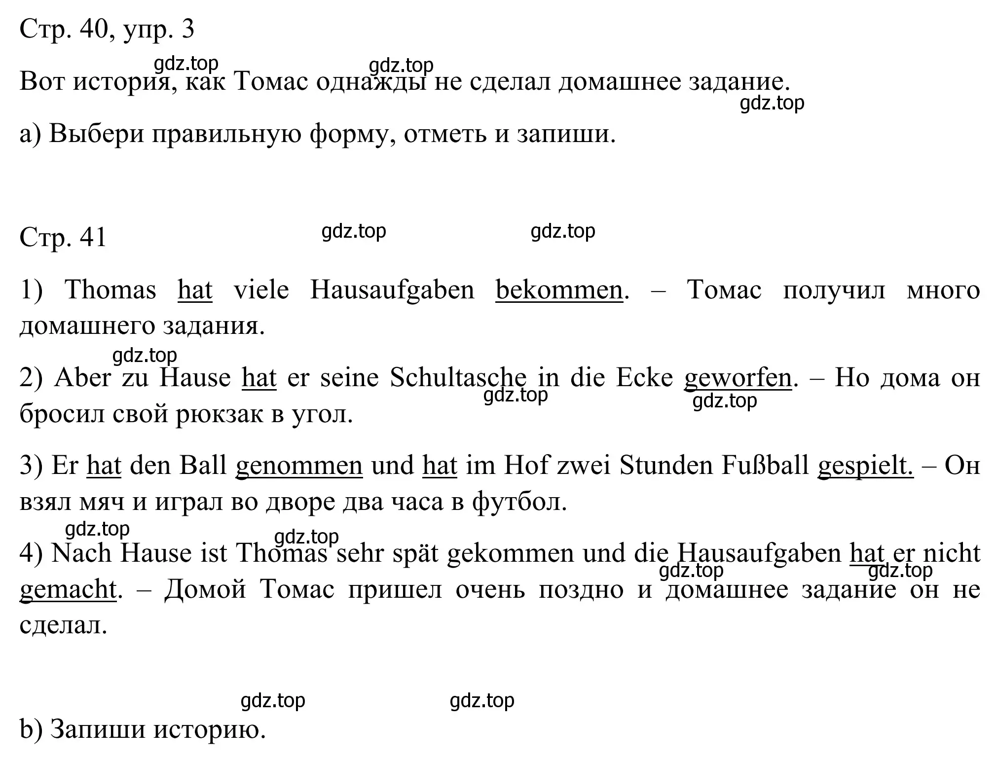 Решение номер 3 (страница 40) гдз по немецкому языку 6 класс Бим, Фомичева, рабочая тетрадь