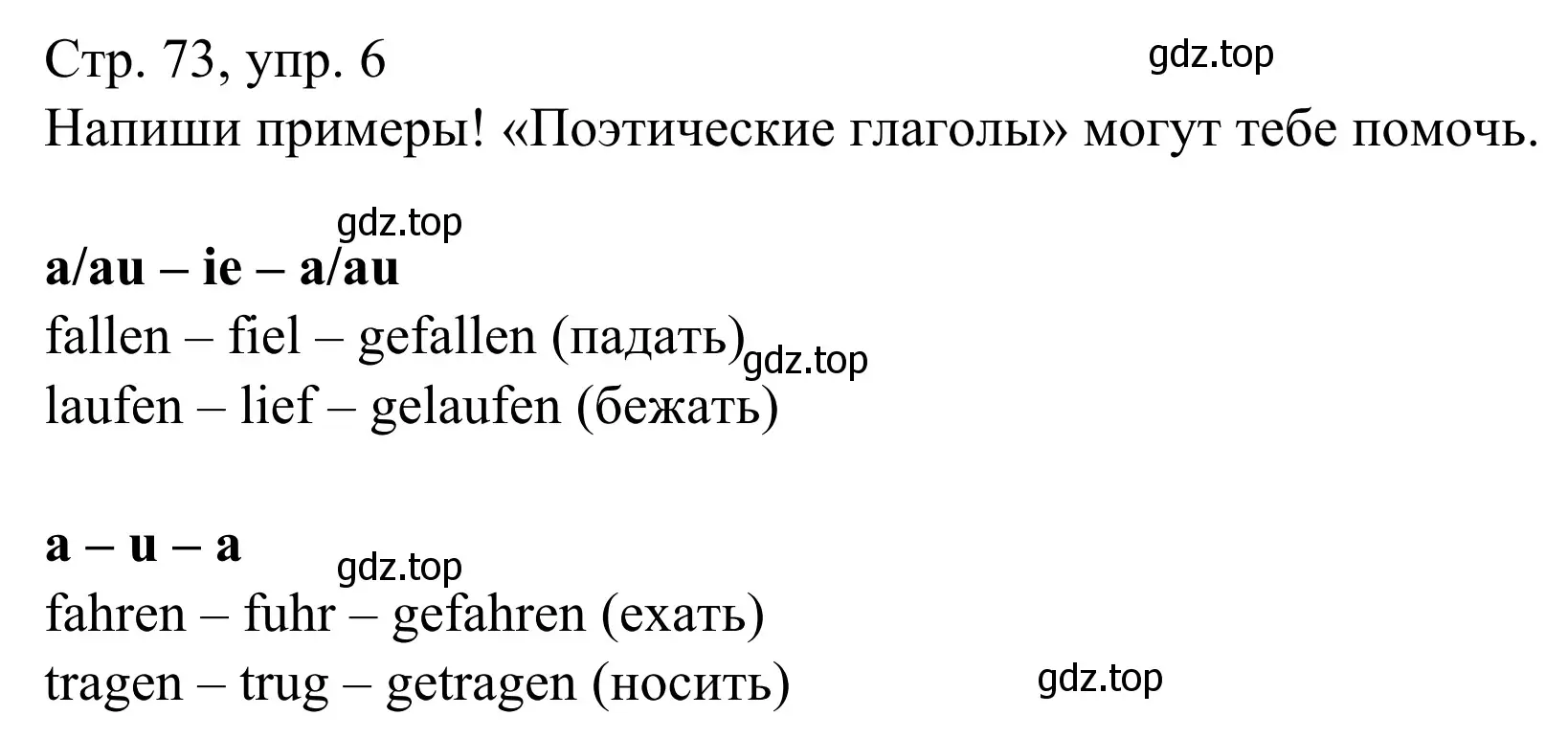 Решение номер 6 (страница 73) гдз по немецкому языку 6 класс Бим, Фомичева, рабочая тетрадь