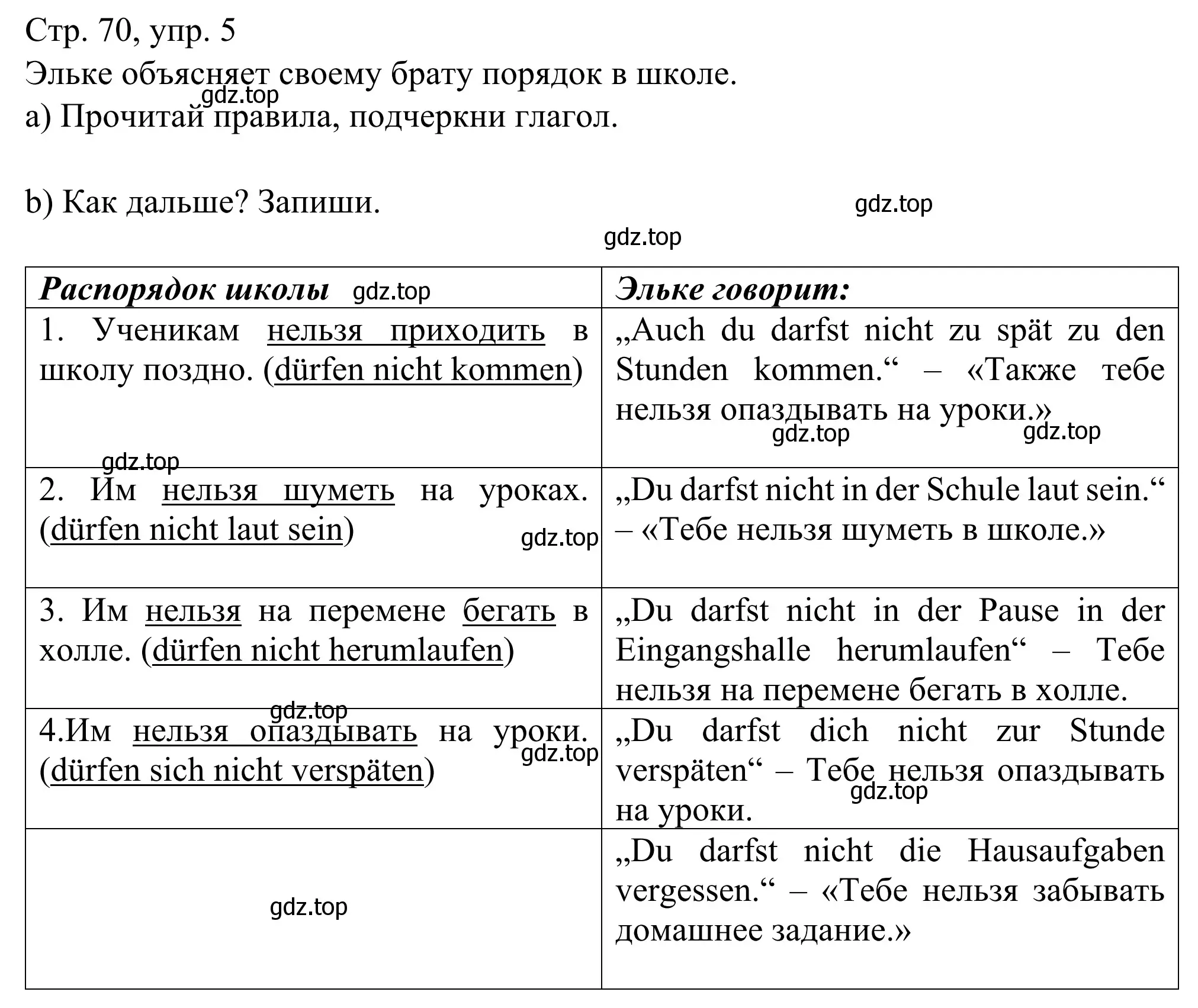 Решение номер 5 (страница 70) гдз по немецкому языку 6 класс Бим, Фомичева, рабочая тетрадь