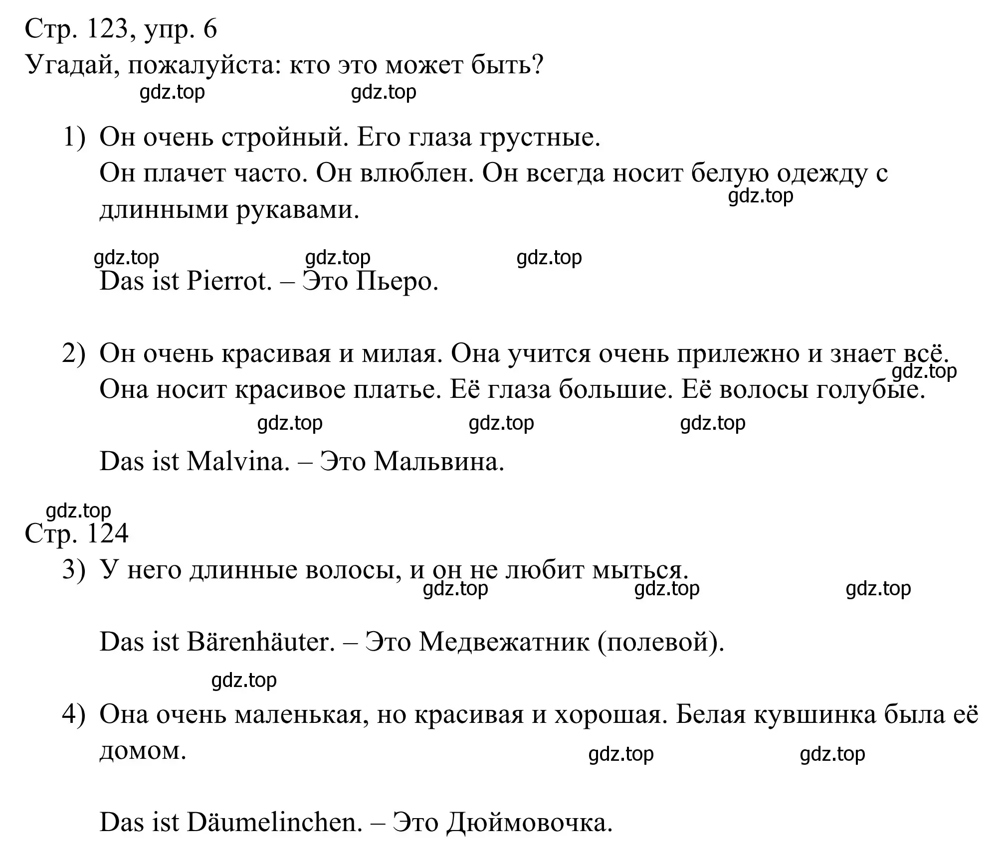 Решение номер *6 (страница 123) гдз по немецкому языку 6 класс Бим, Фомичева, рабочая тетрадь