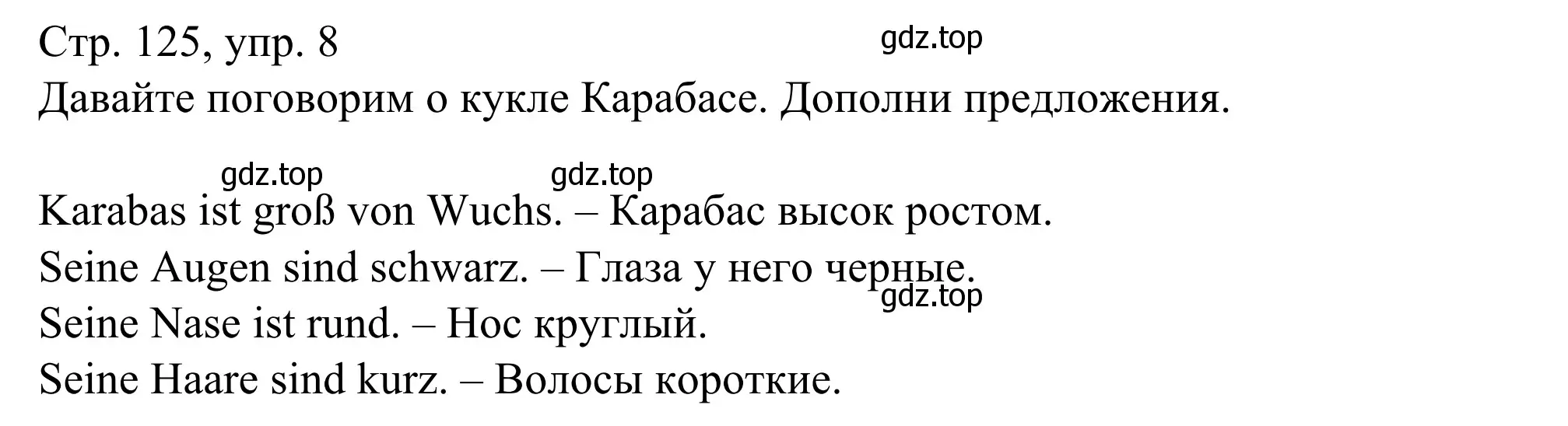 Решение номер 8 (страница 125) гдз по немецкому языку 6 класс Бим, Фомичева, рабочая тетрадь