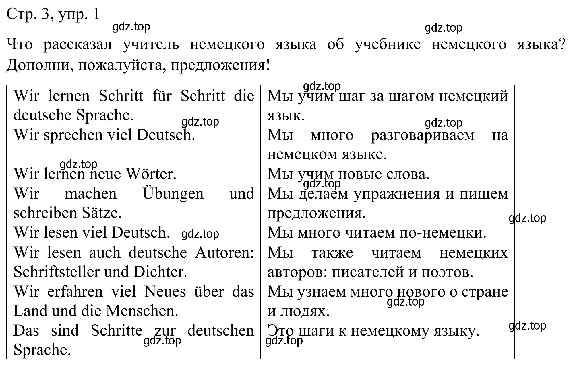 Решение номер 1 (страница 3) гдз по немецкому языку 6 класс Бим, Фомичева, рабочая тетрадь