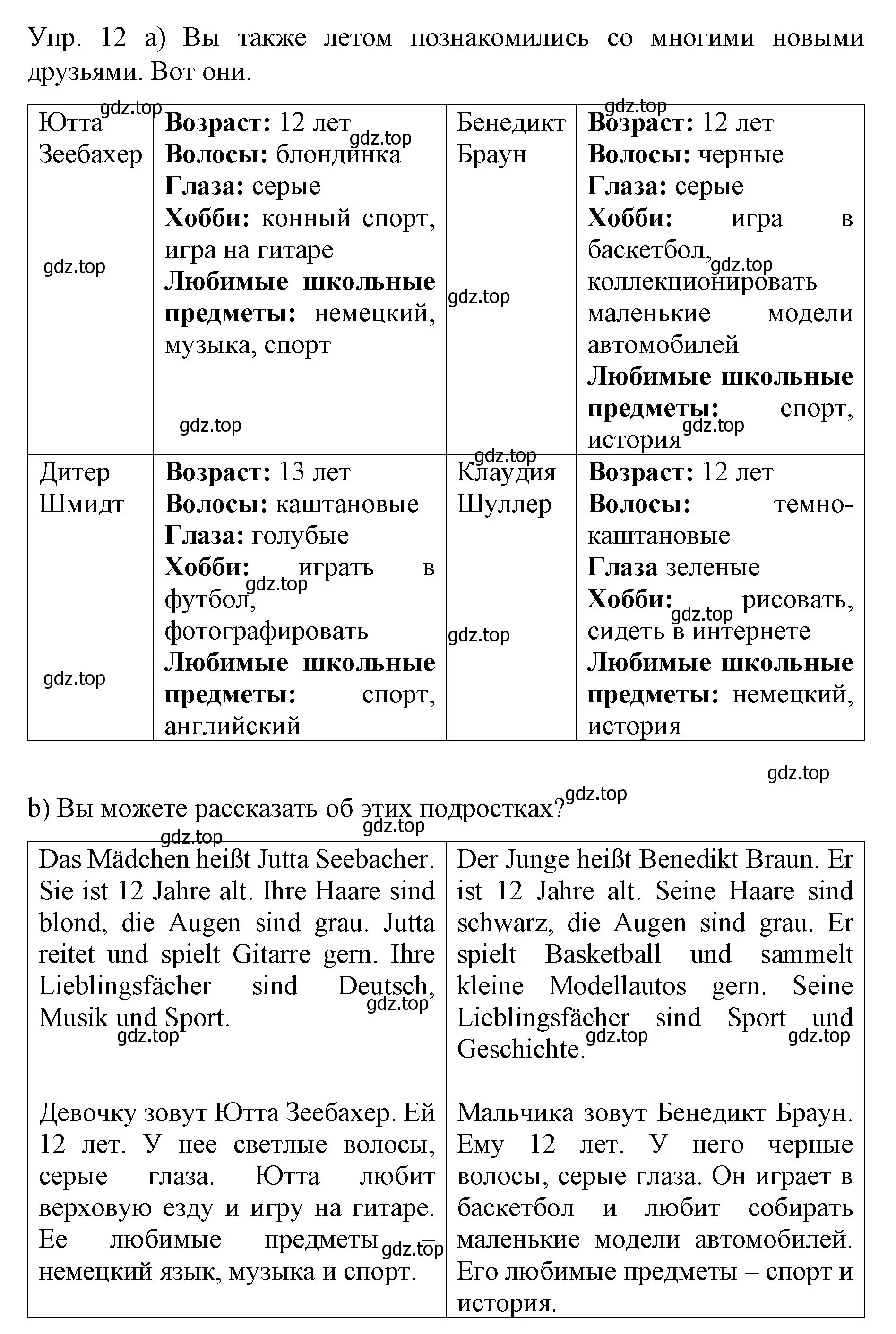 Решение номер 12 (страница 15) гдз по немецкому языку 6 класс Бим, Садомова, учебник 1 часть