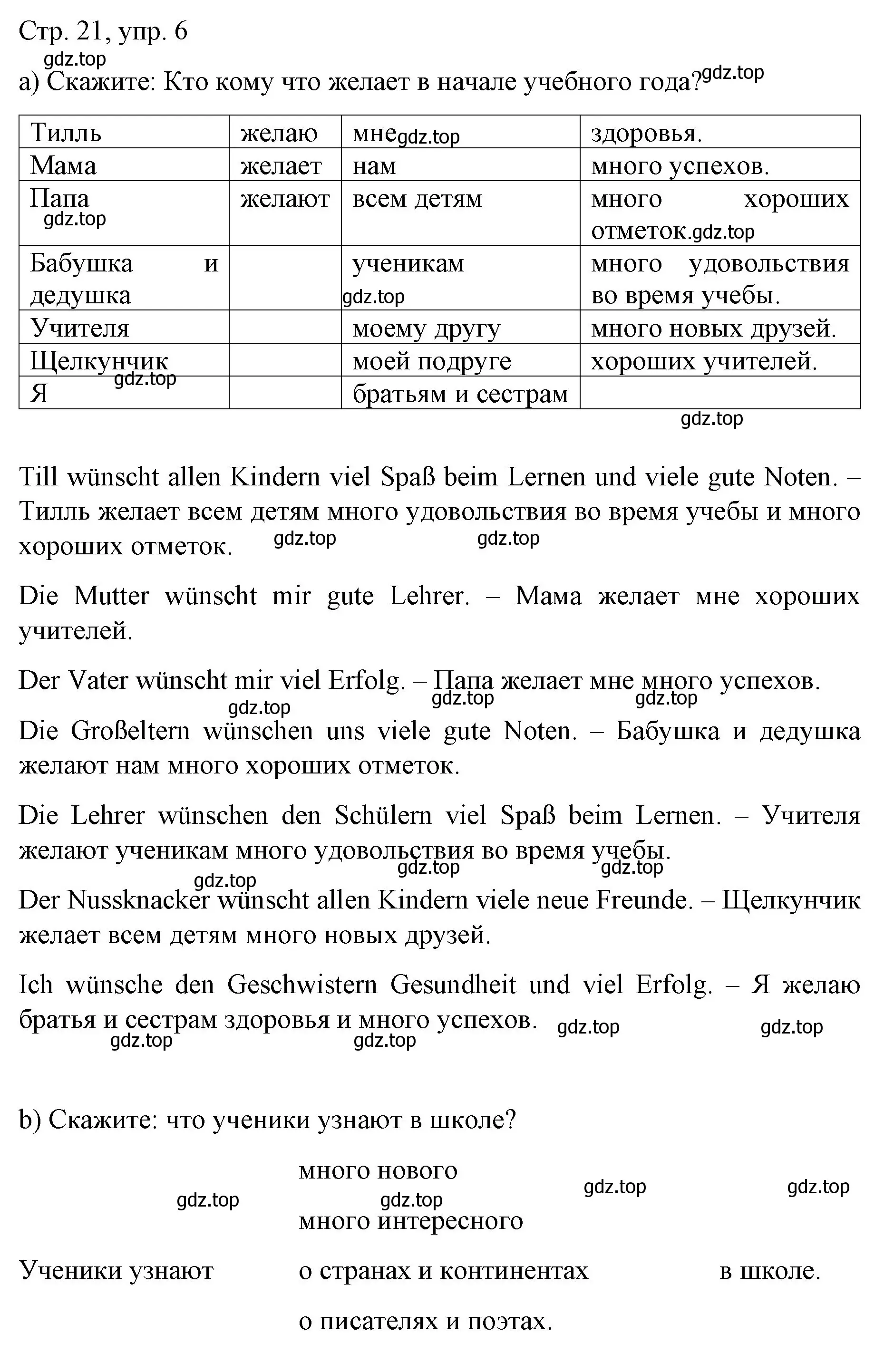 Решение номер 6 (страница 21) гдз по немецкому языку 6 класс Бим, Садомова, учебник 1 часть