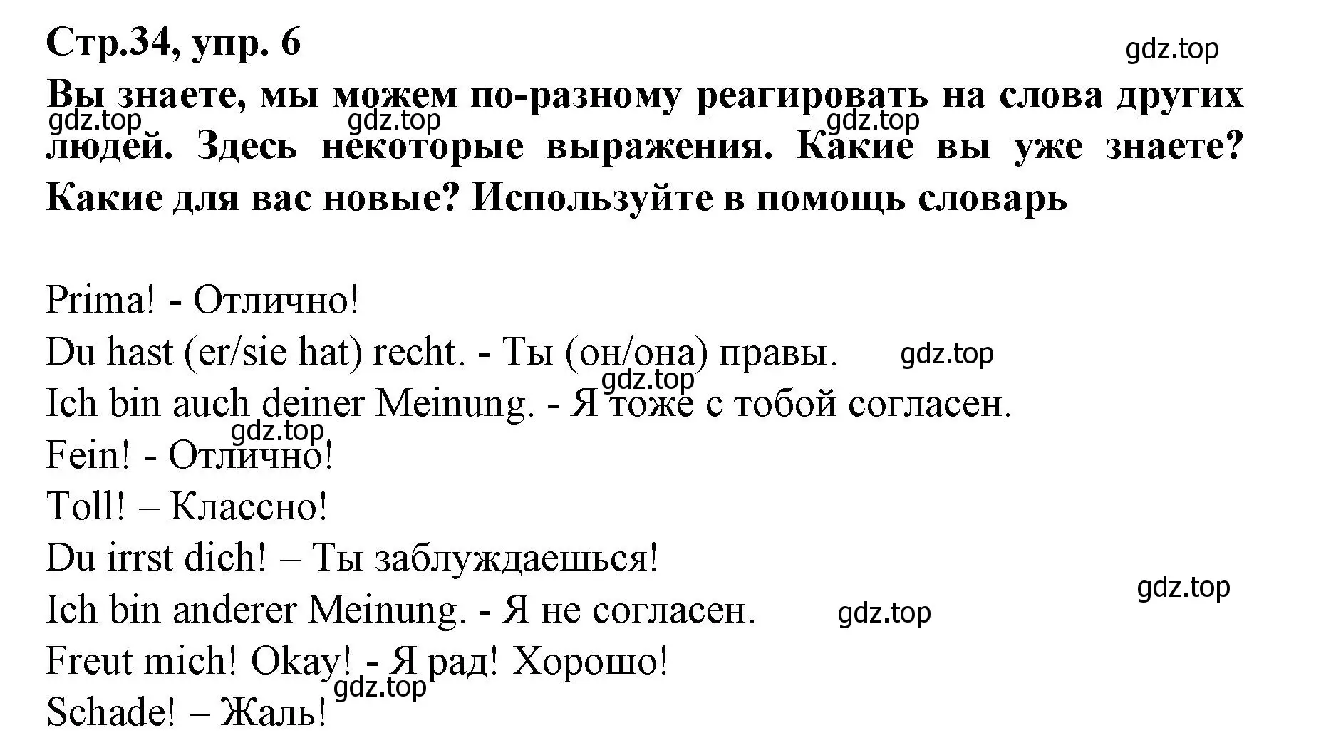 Решение номер 6 (страница 34) гдз по немецкому языку 6 класс Бим, Садомова, учебник 2 часть