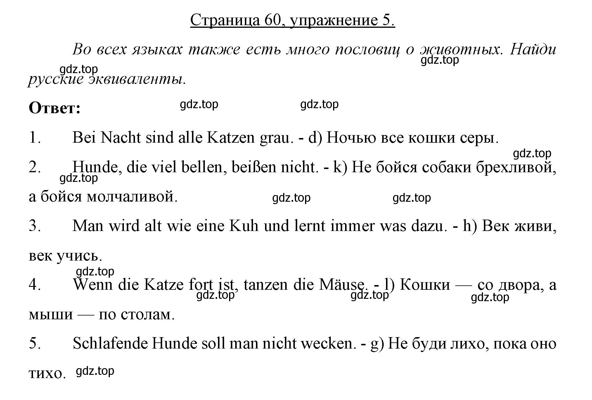 Решение номер 5 (страница 60) гдз по немецкому языку 7 класс Бим, Садомова, рабочая тетрадь