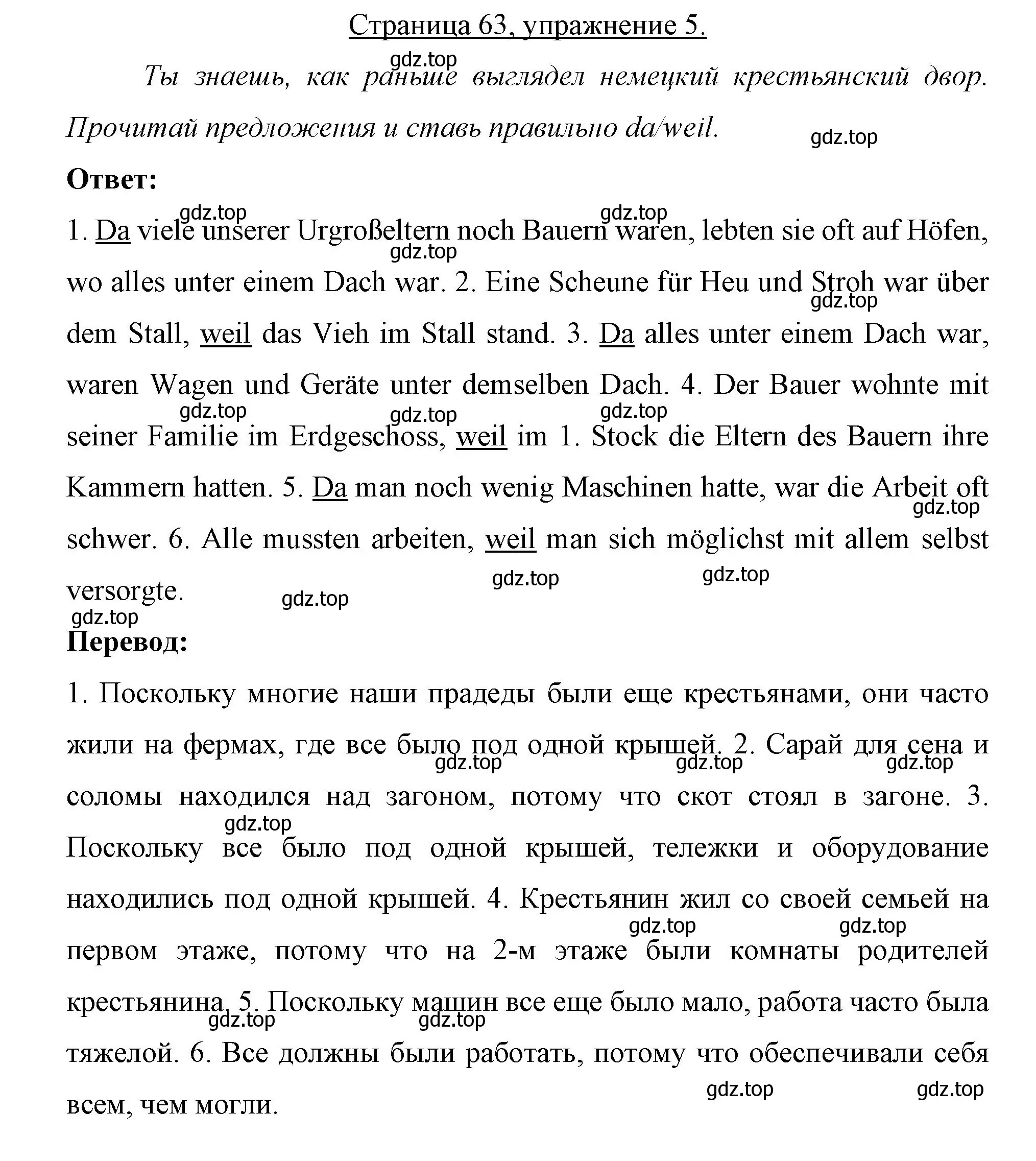 Решение номер 5 (страница 63) гдз по немецкому языку 7 класс Бим, Садомова, рабочая тетрадь