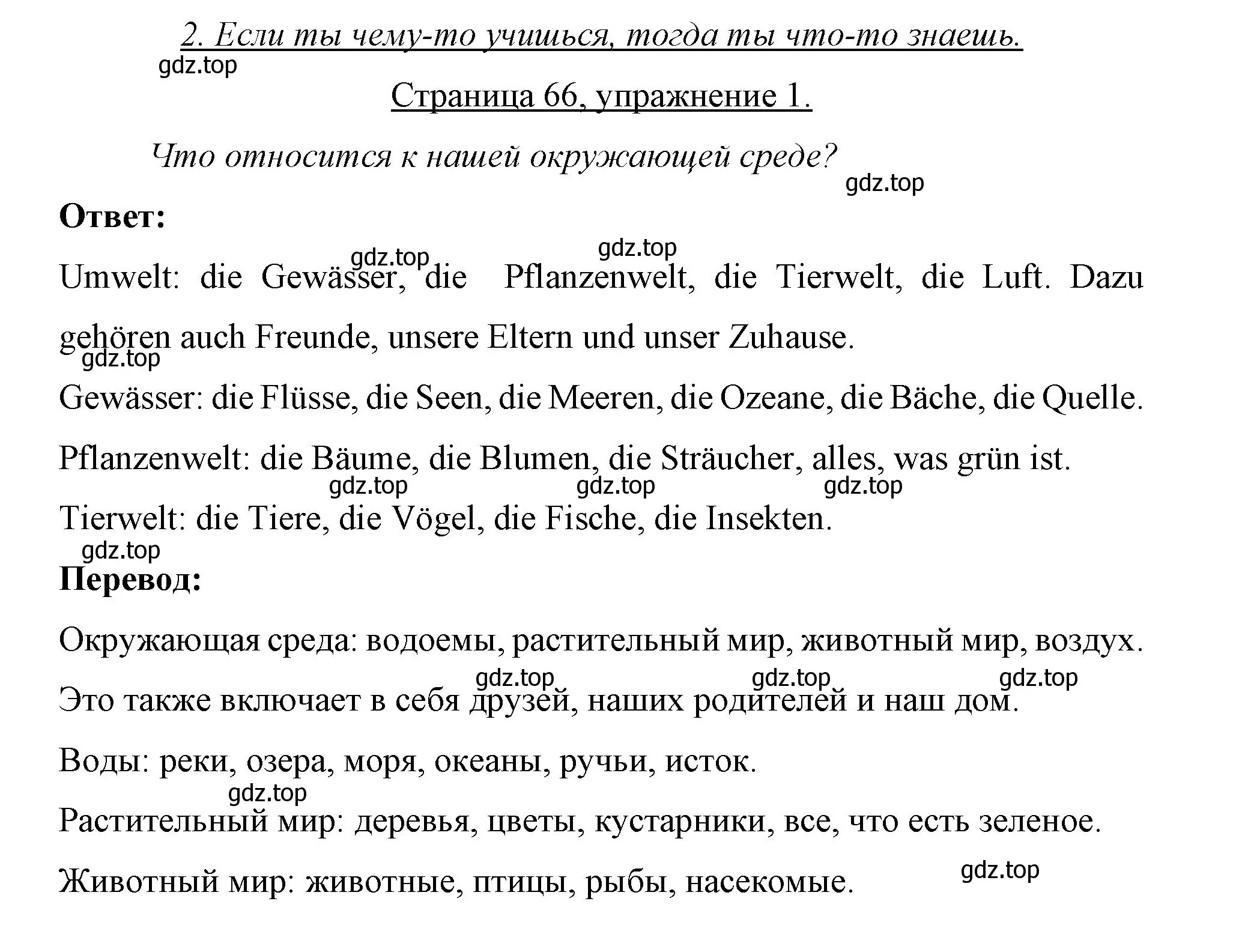 Решение номер 1 (страница 66) гдз по немецкому языку 7 класс Бим, Садомова, рабочая тетрадь